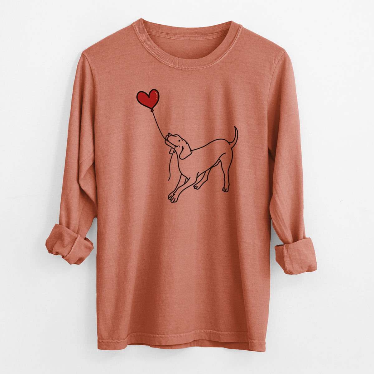 Vizsla Heart String - Men's Heavyweight 100% Cotton Long Sleeve