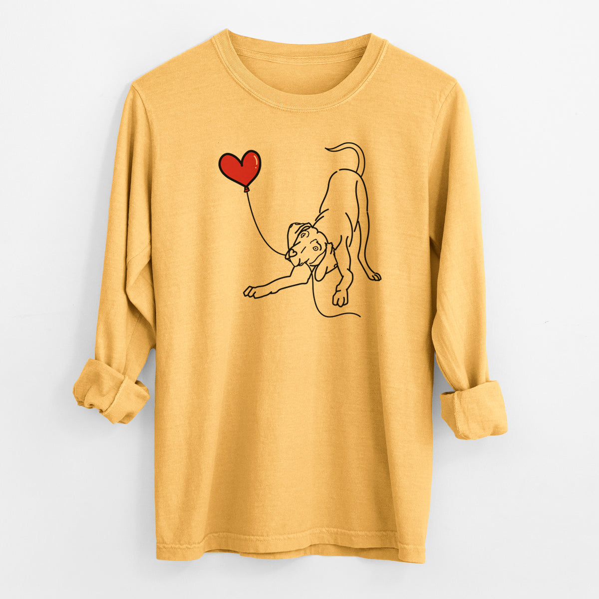 Weimaraner Heart String - Men's Heavyweight 100% Cotton Long Sleeve