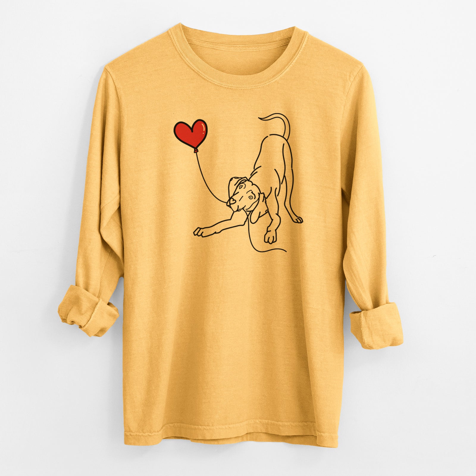 Weimaraner Heart String - Men's Heavyweight 100% Cotton Long Sleeve