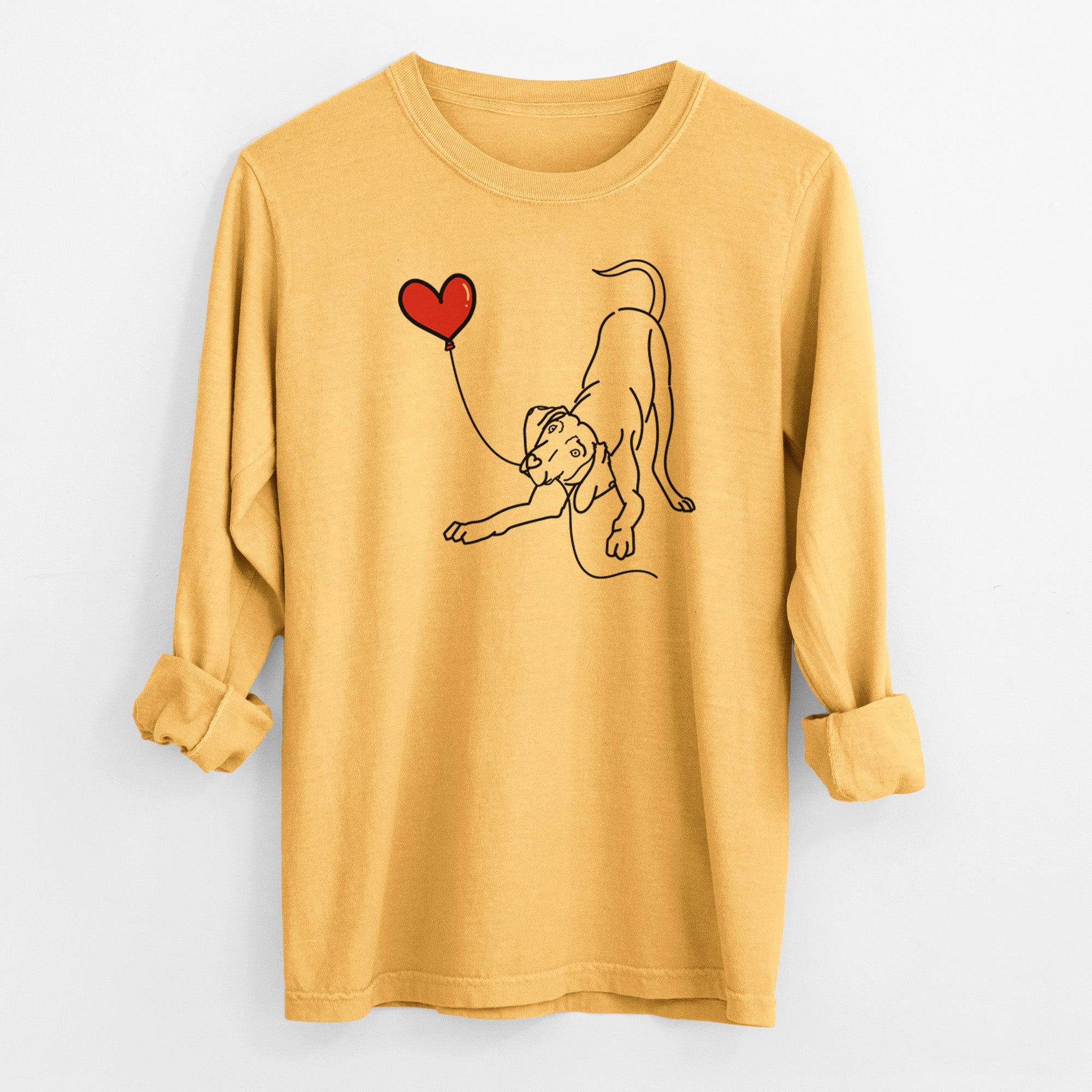 Weimaraner Heart String - Men's Heavyweight 100% Cotton Long Sleeve