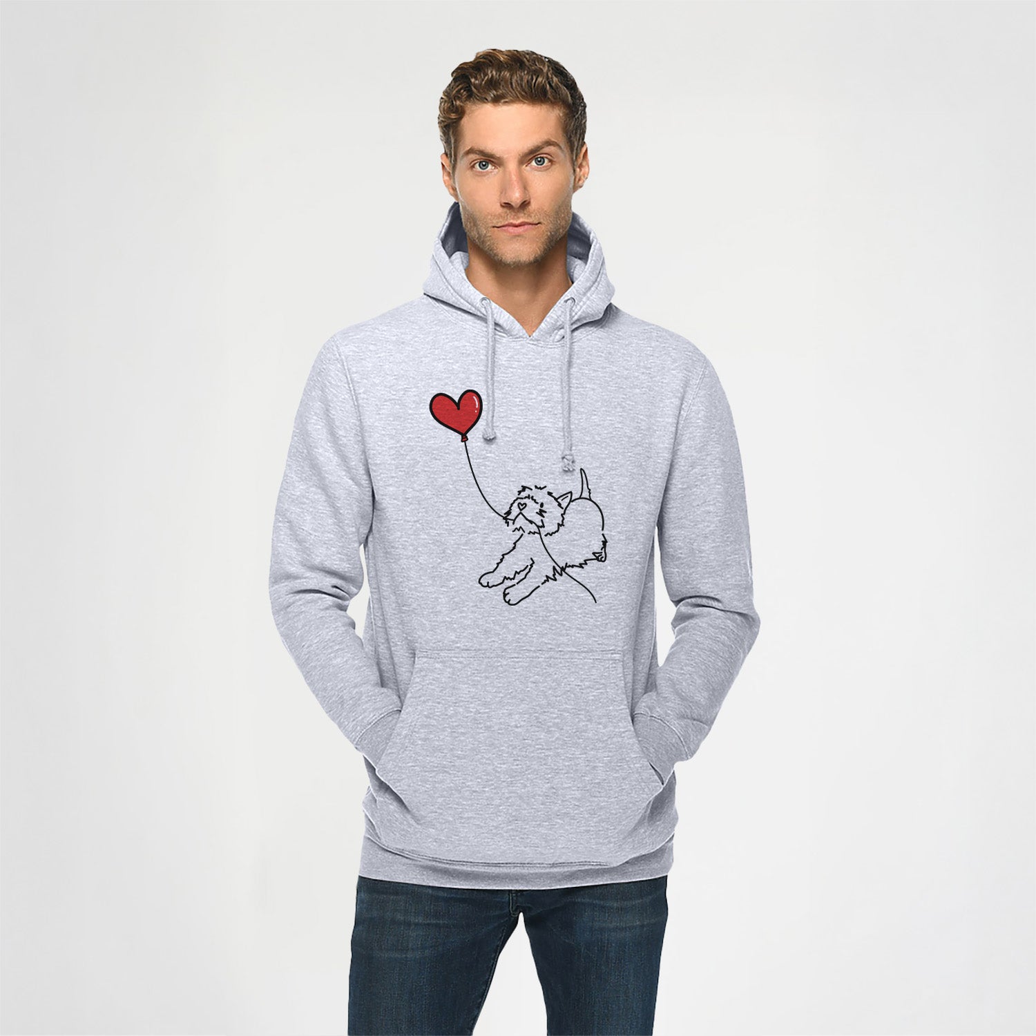 West Highland Terrier Heart String - Heavyweight Fleece Hoodie