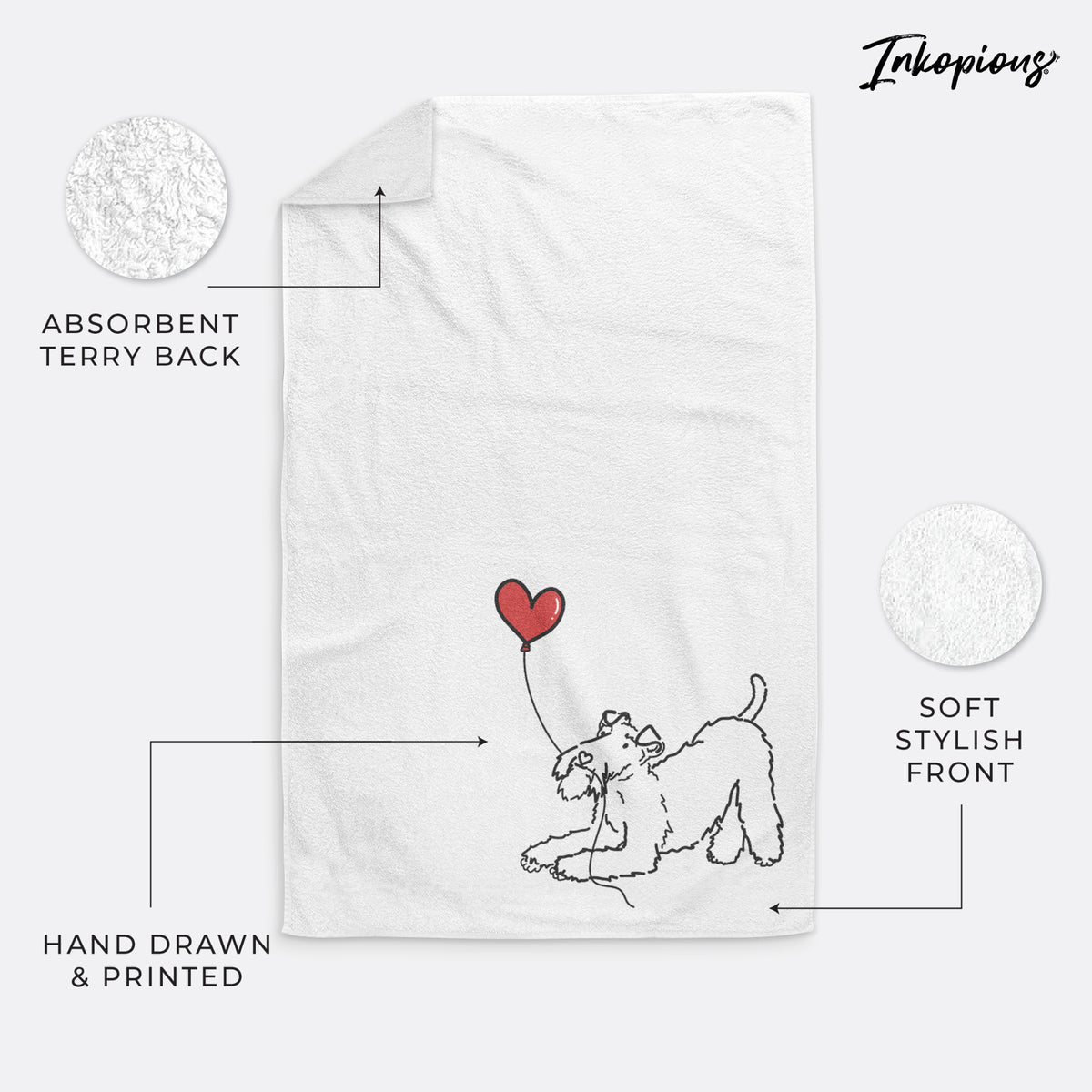 Wire Fox Terrier Heart String -  Decorative Hand Towel