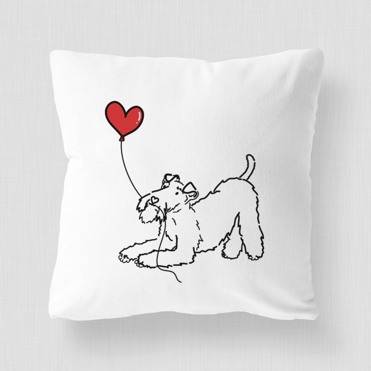 Wire Fox Terrier Heart String - Throw Pillow Cover