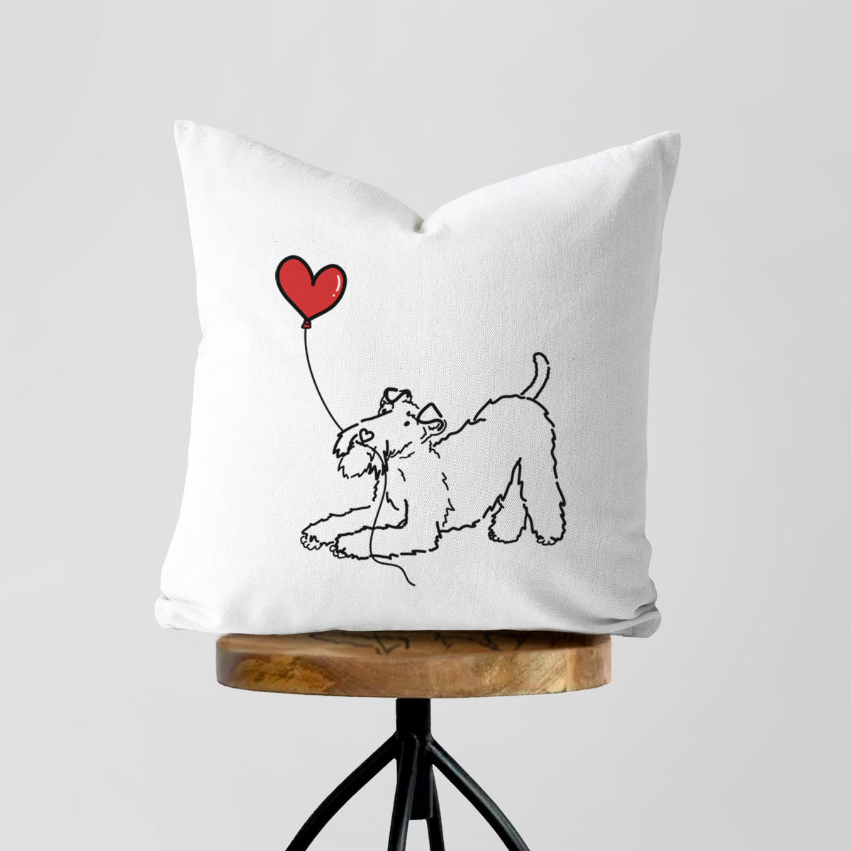 Wire Fox Terrier Heart String - Throw Pillow Cover