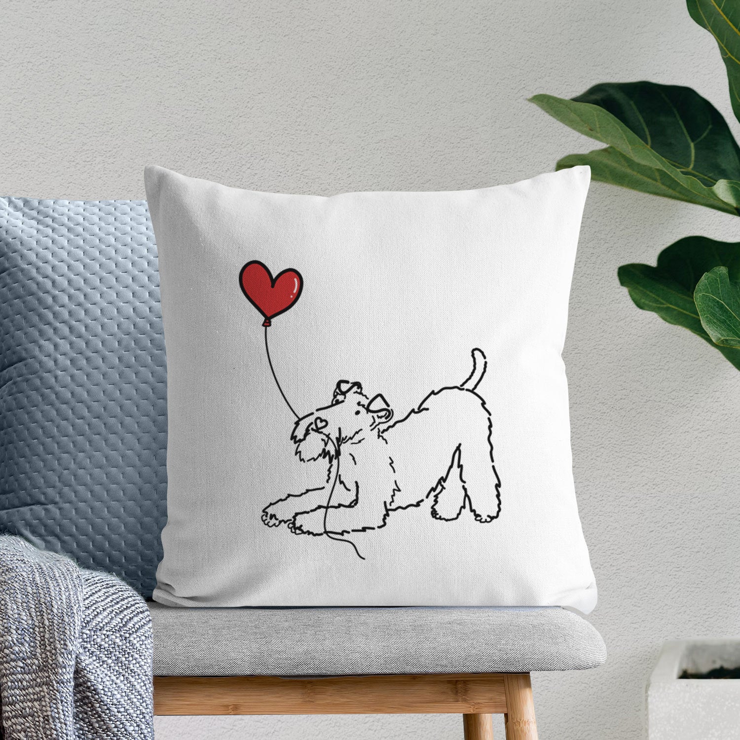 Wire Fox Terrier Heart String - Throw Pillow Cover