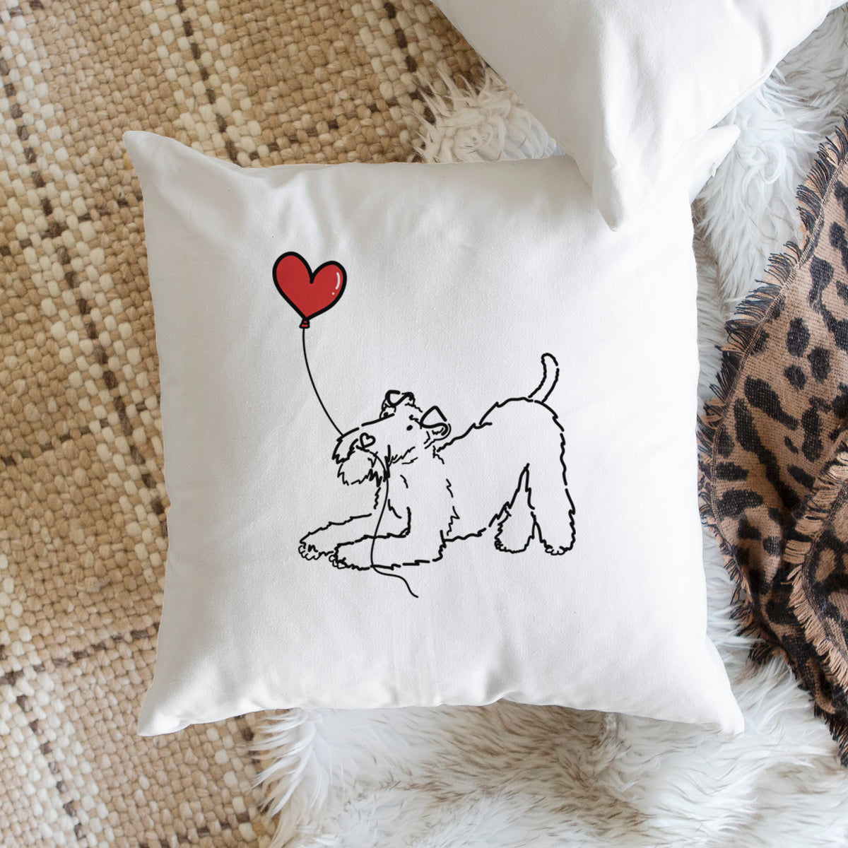 Wire Fox Terrier Heart String - Throw Pillow Cover