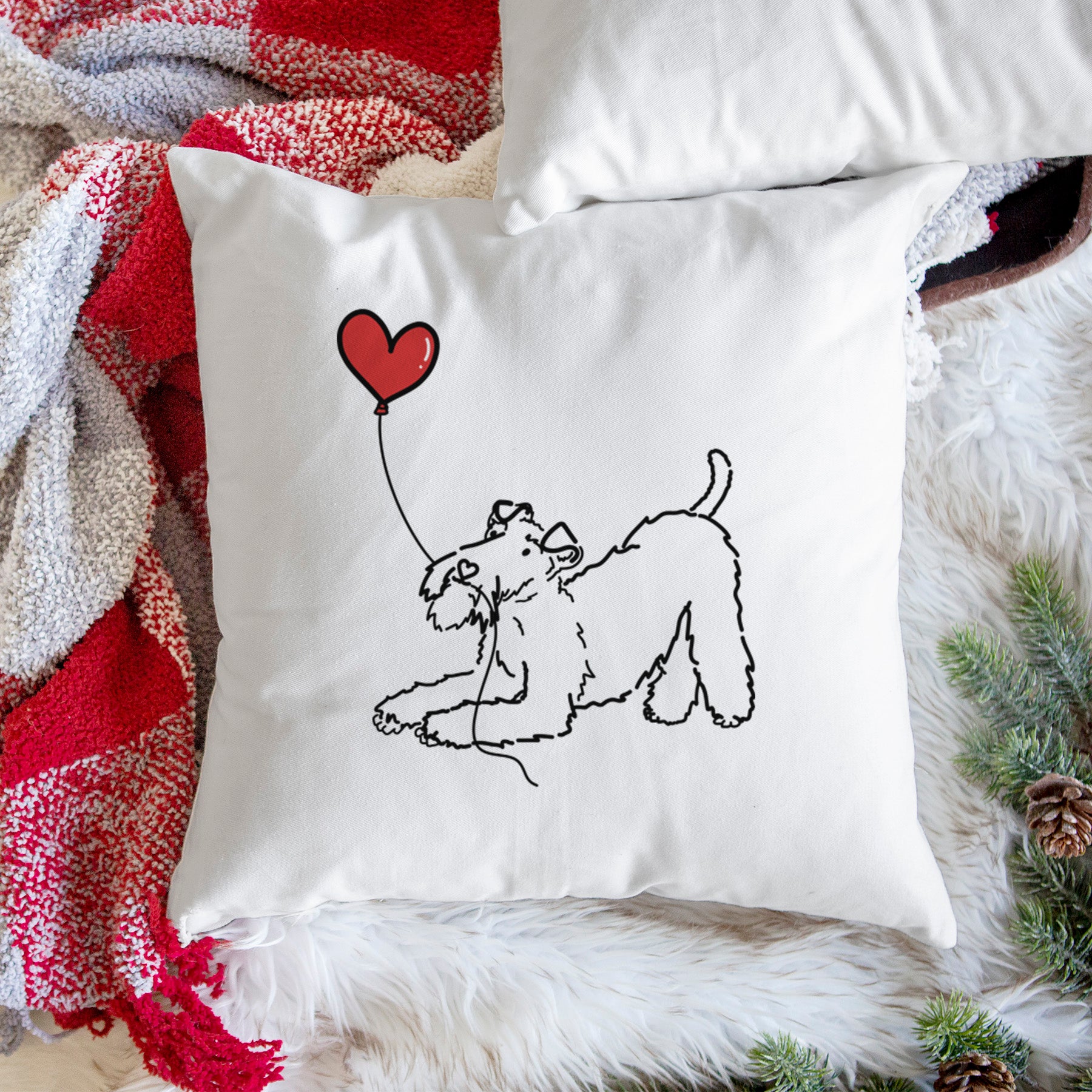 Wire Fox Terrier Heart String - Throw Pillow Cover