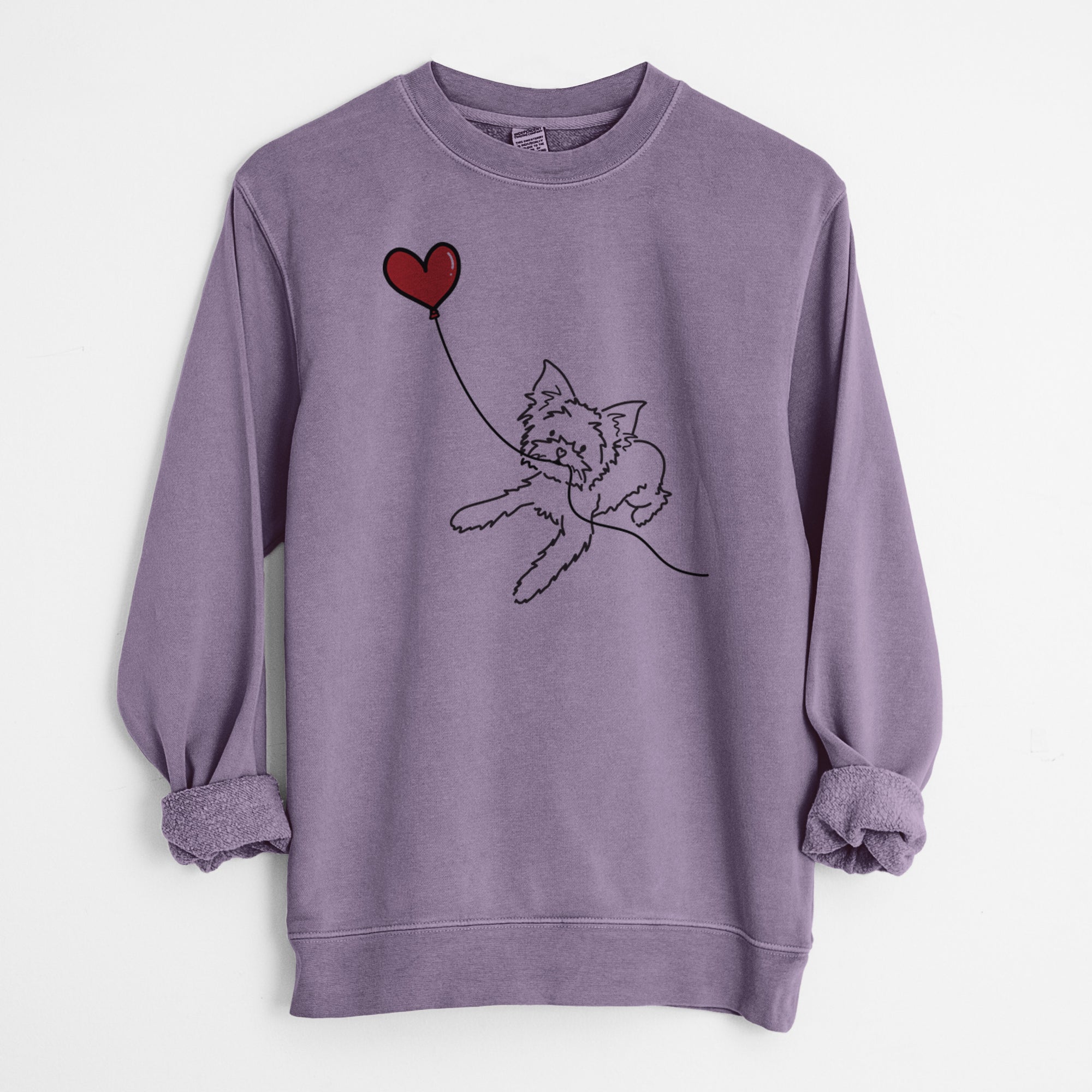 Yorkshire Terrier Heart String - Unisex Pigment Dyed Crew Sweatshirt