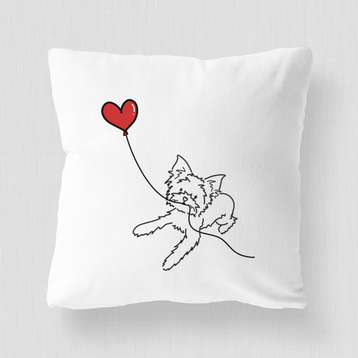 Yorkshire Terrier Heart String - Throw Pillow Cover