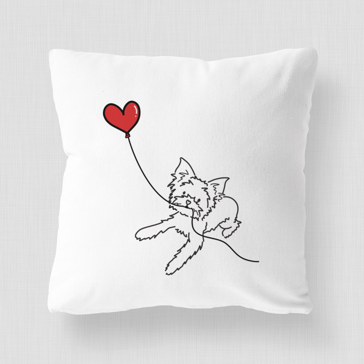 Yorkshire Terrier Heart String - Throw Pillow Cover