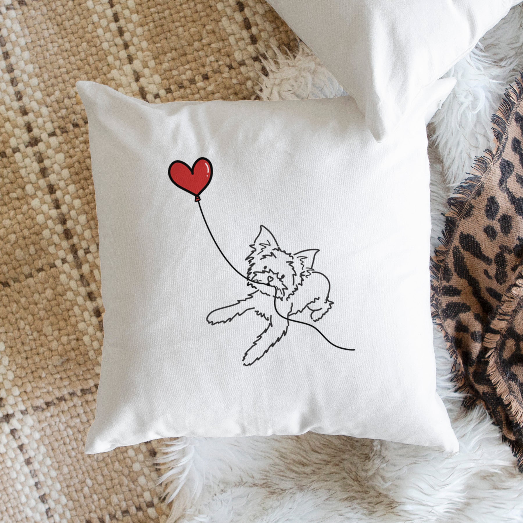 Yorkshire Terrier Heart String - Throw Pillow Cover