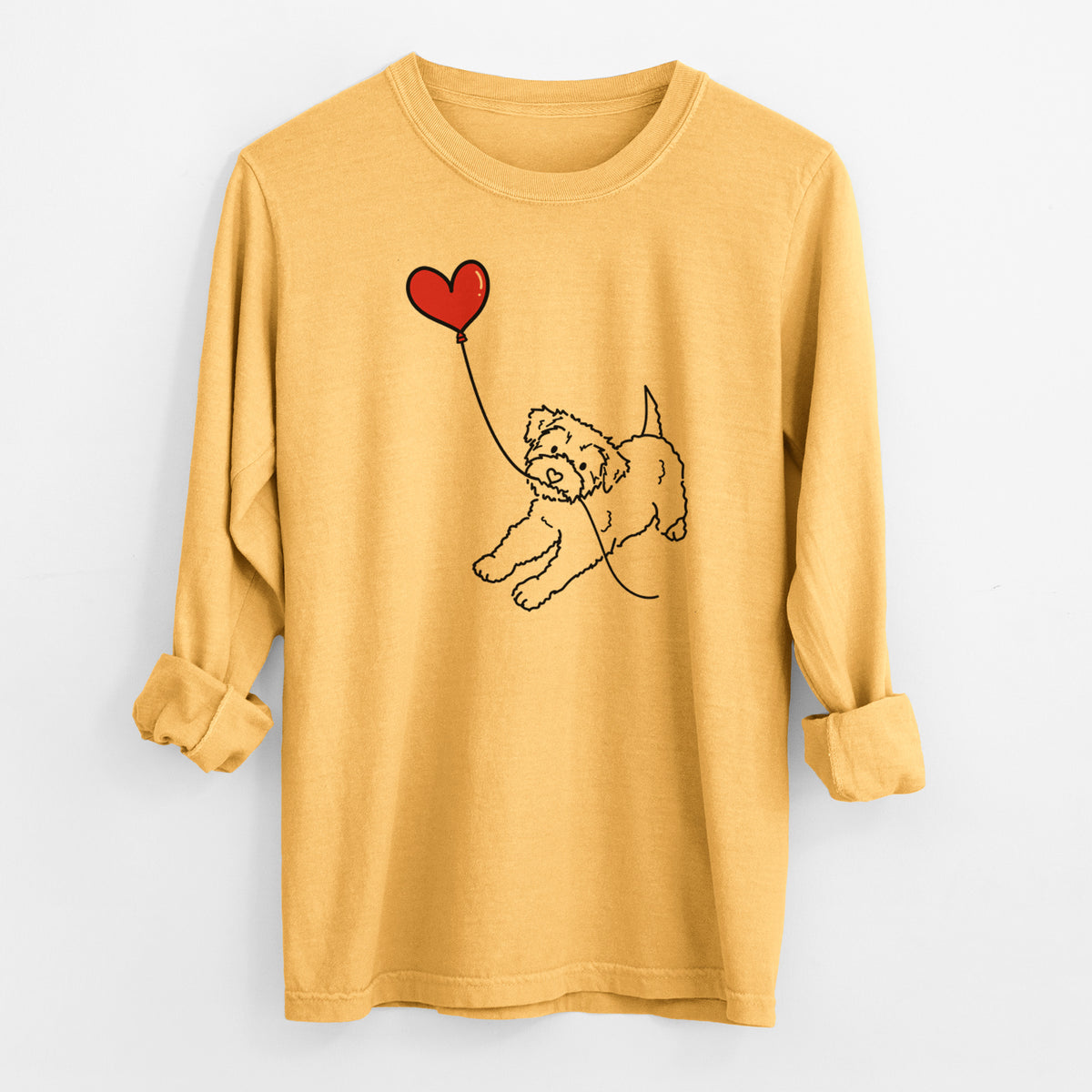 Yorkiepoo Heart String - Men's Heavyweight 100% Cotton Long Sleeve