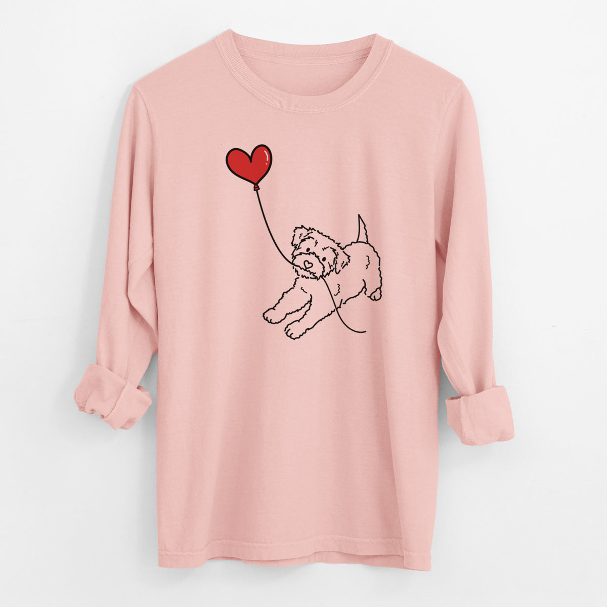Yorkiepoo Heart String - Men's Heavyweight 100% Cotton Long Sleeve