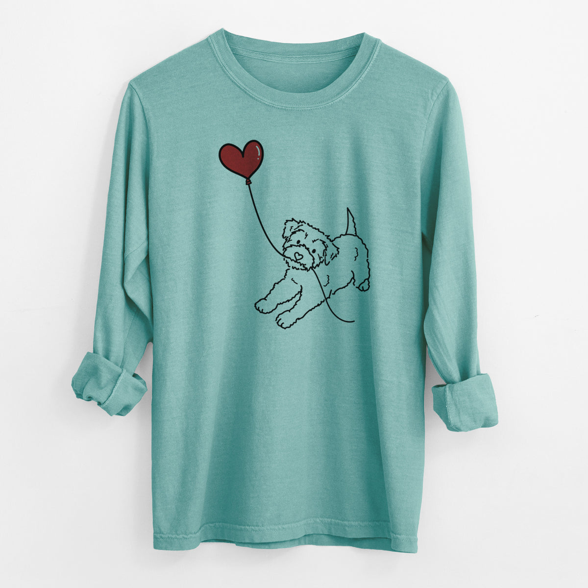 Yorkiepoo Heart String - Men's Heavyweight 100% Cotton Long Sleeve
