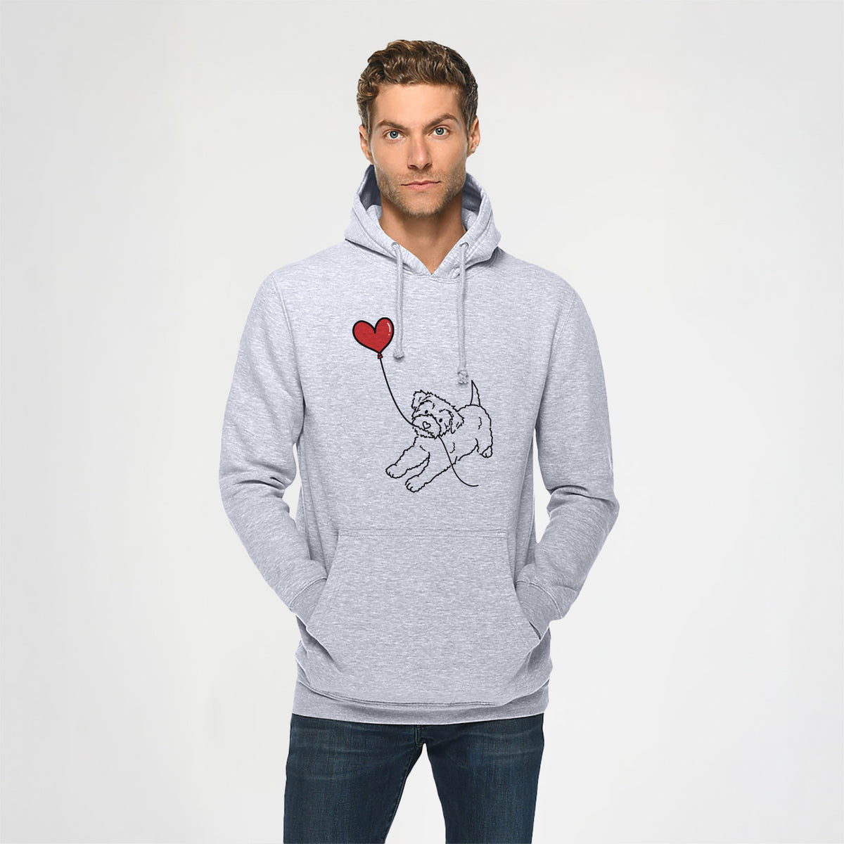 Yorkiepoo Heart String - Heavyweight Fleece Hoodie