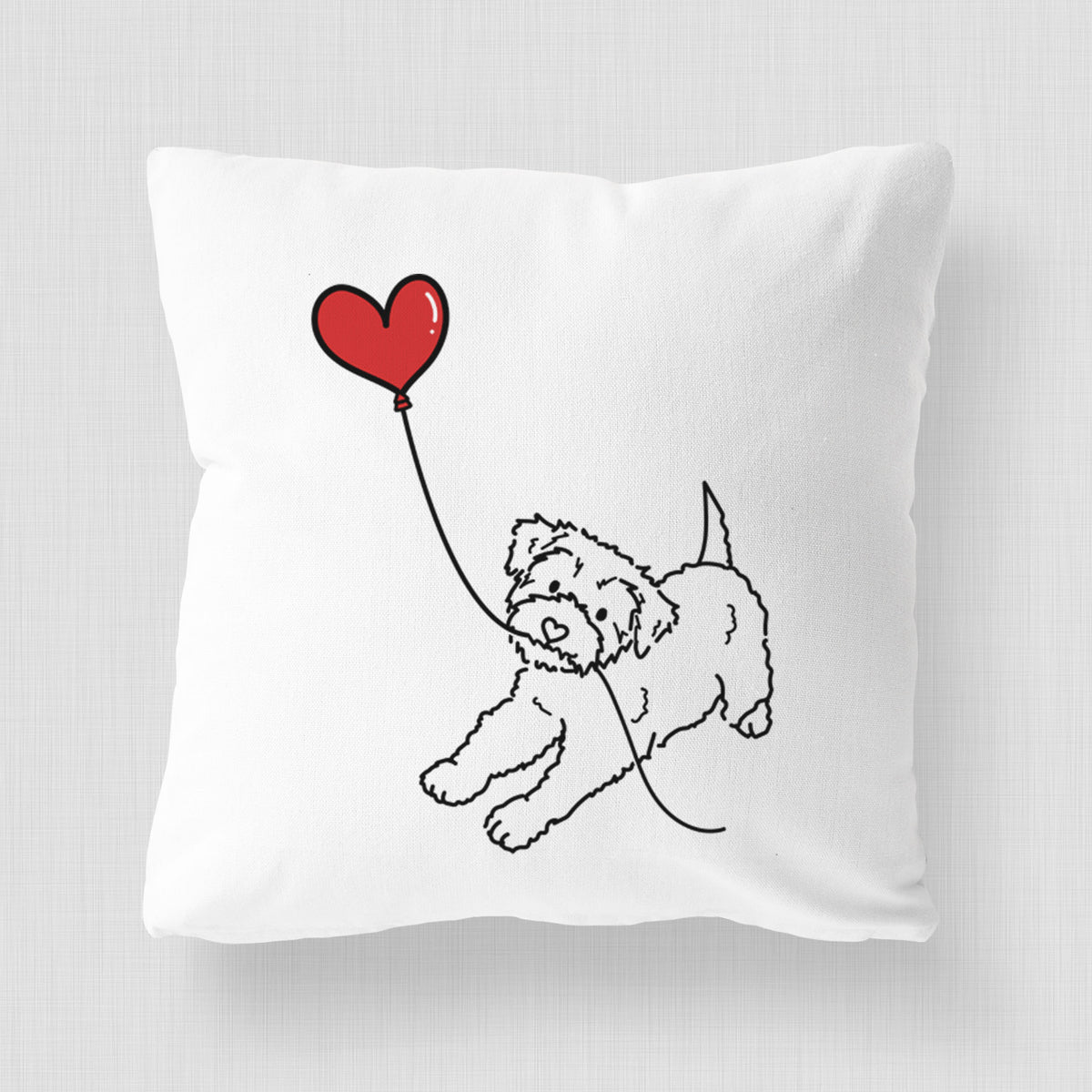 Yorkiepoo Heart String - Throw Pillow Cover