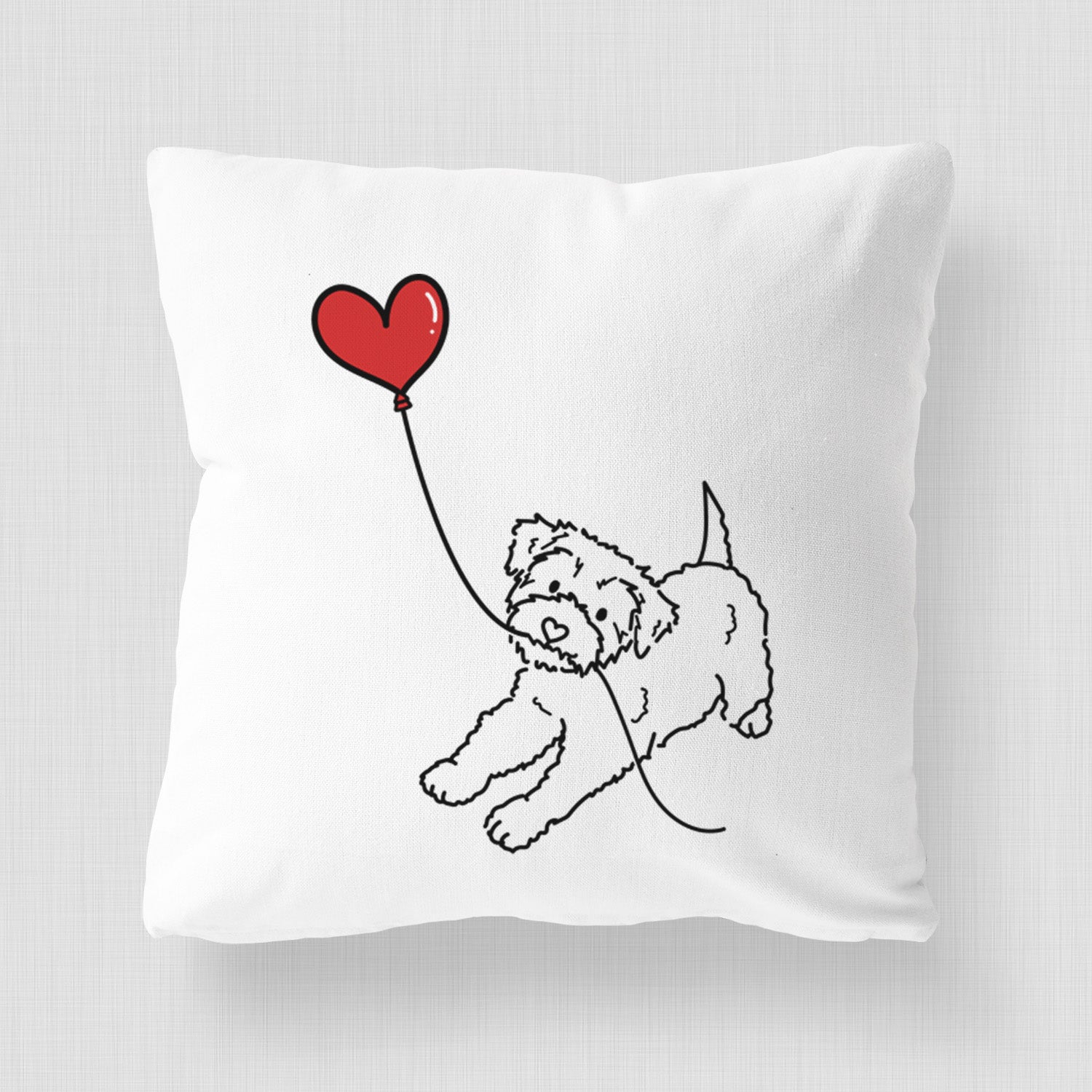 Yorkiepoo Heart String - Throw Pillow Cover
