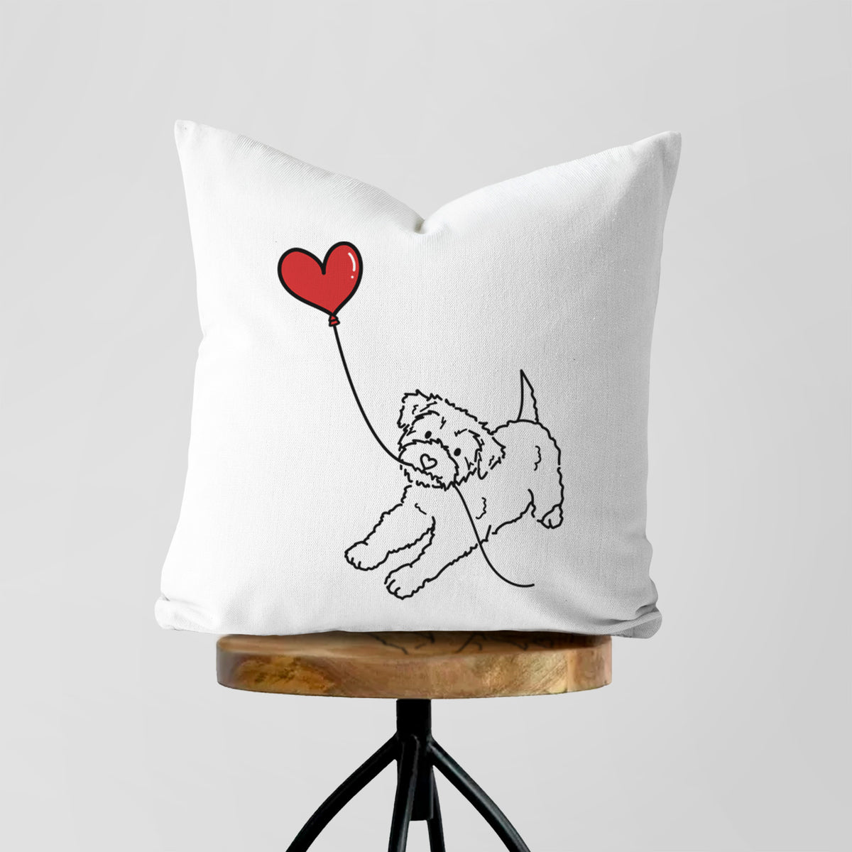 Yorkiepoo Heart String - Throw Pillow Cover