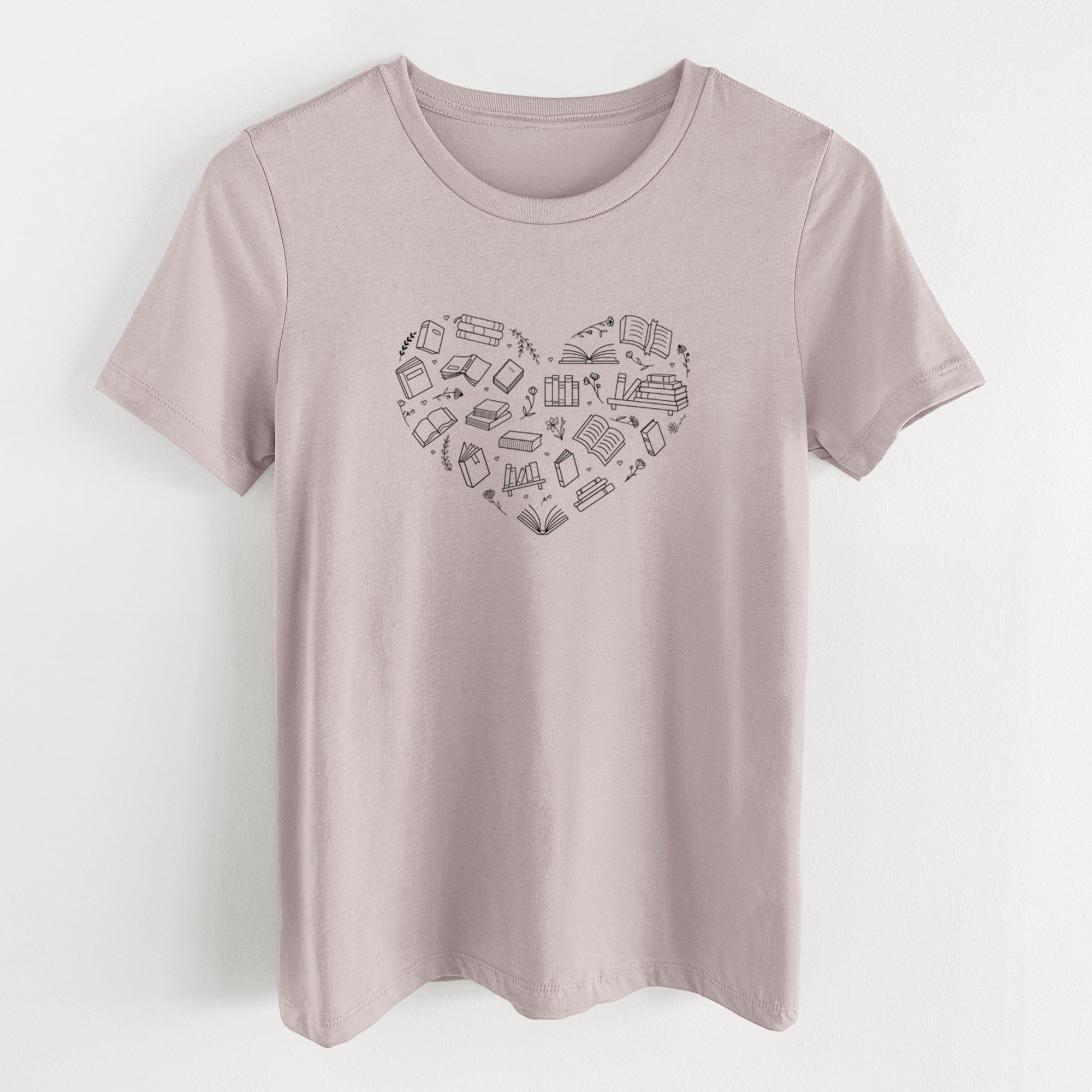 Heart Full of Books - Women's Lightweight Relaxed Fit 100% Cotton Crewneck