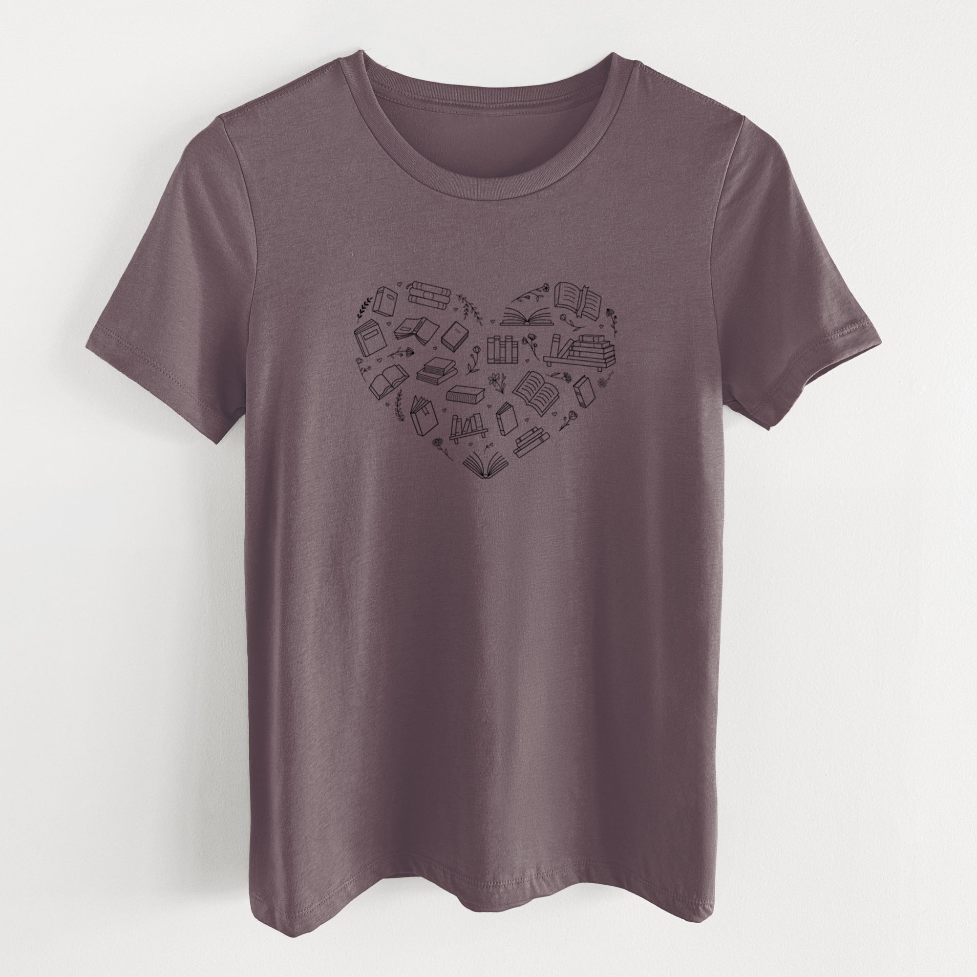 Heart Full of Books - Women's Lightweight Relaxed Fit 100% Cotton Crewneck
