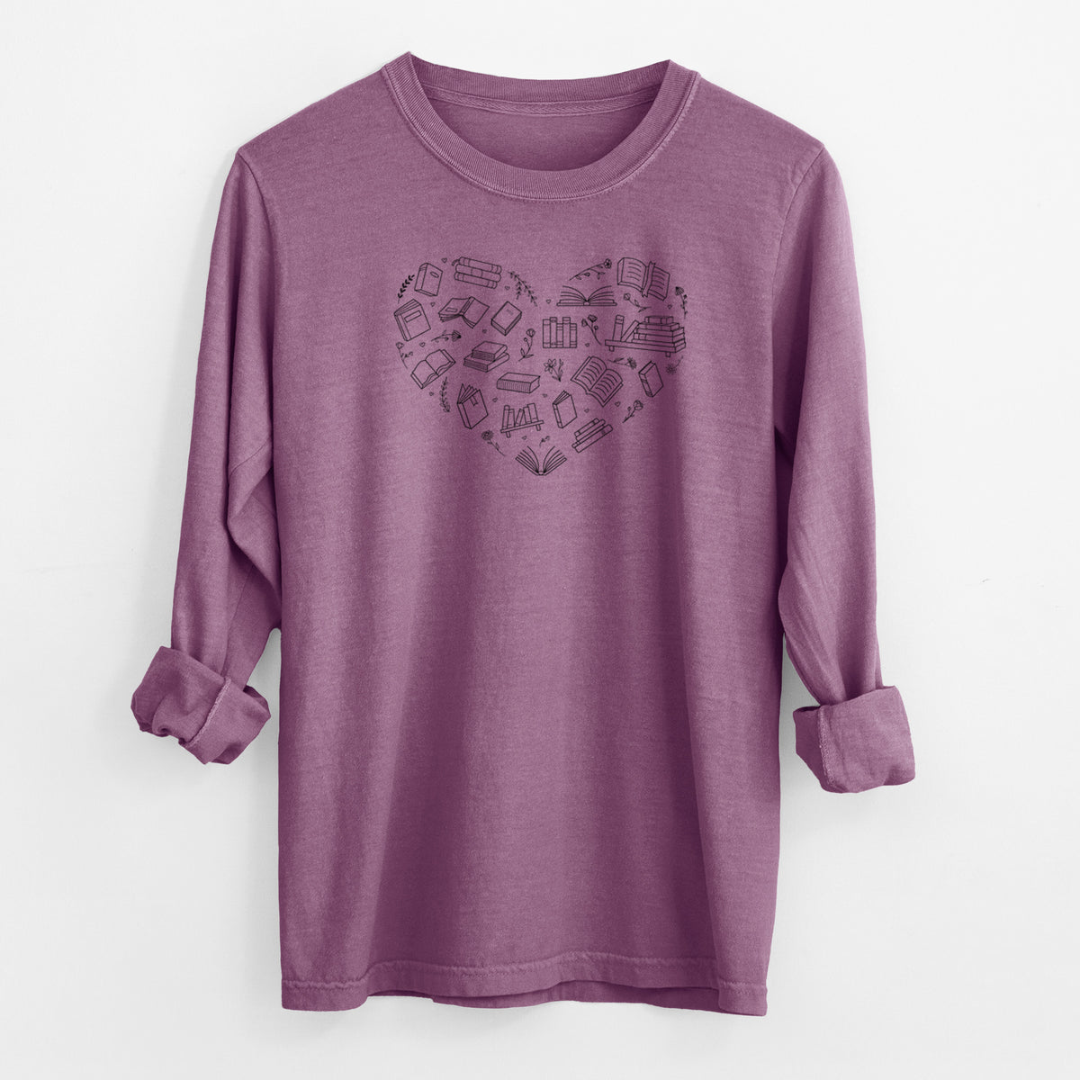Heart Full of Books - Men's Heavyweight 100% Cotton Long Sleeve