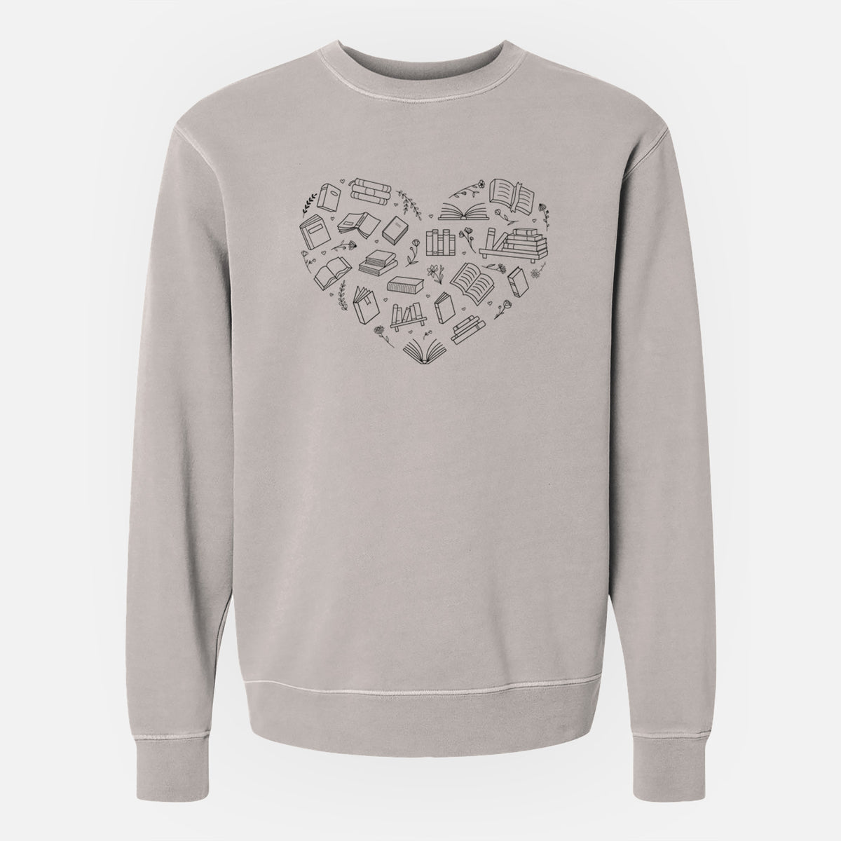 Heart Full of Books - Unisex Pigment Dyed Crew Sweatshirt