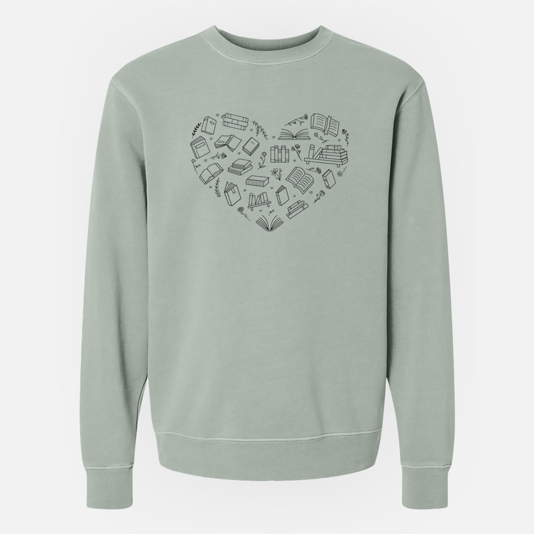 Heart Full of Books - Unisex Pigment Dyed Crew Sweatshirt