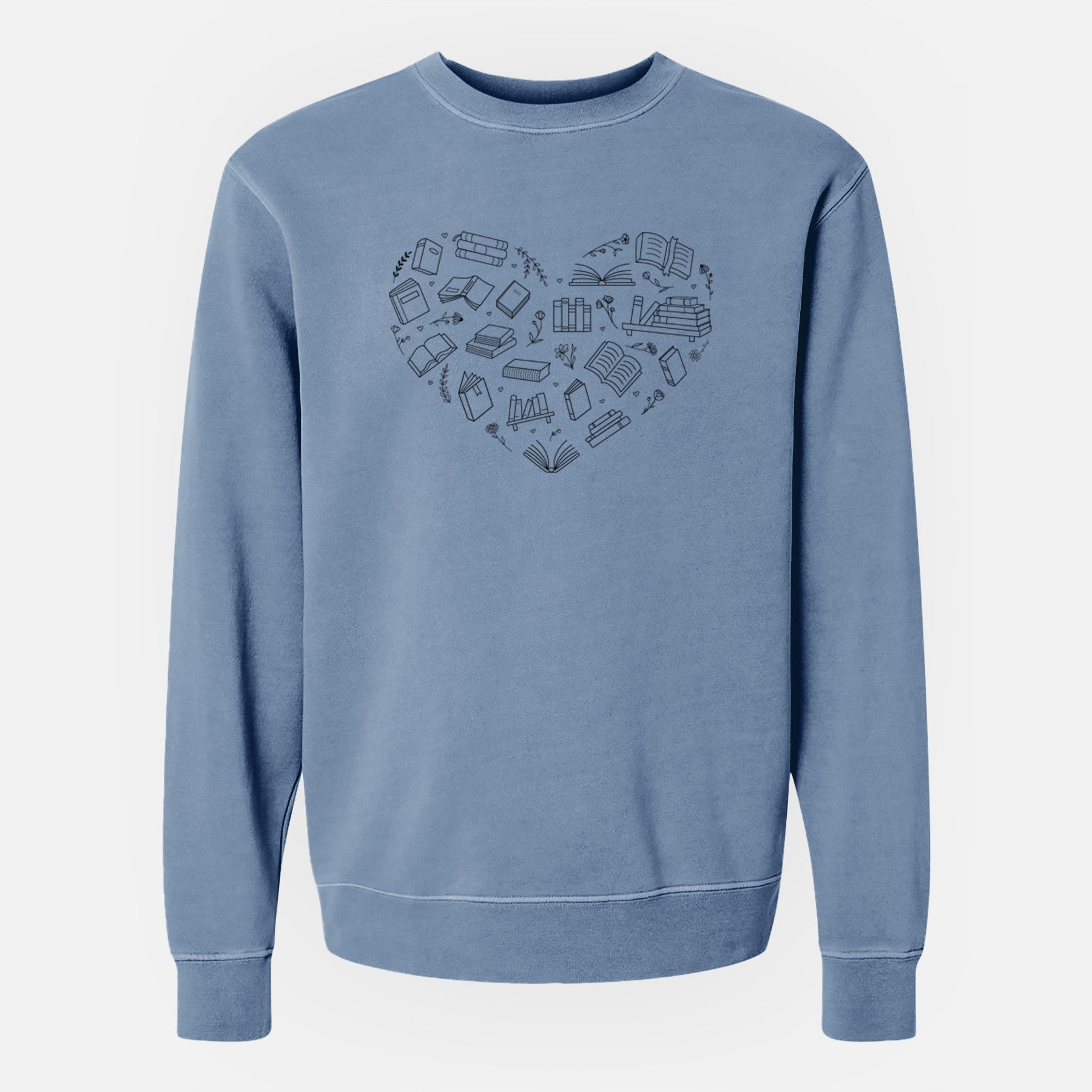 Heart Full of Books - Unisex Pigment Dyed Crew Sweatshirt