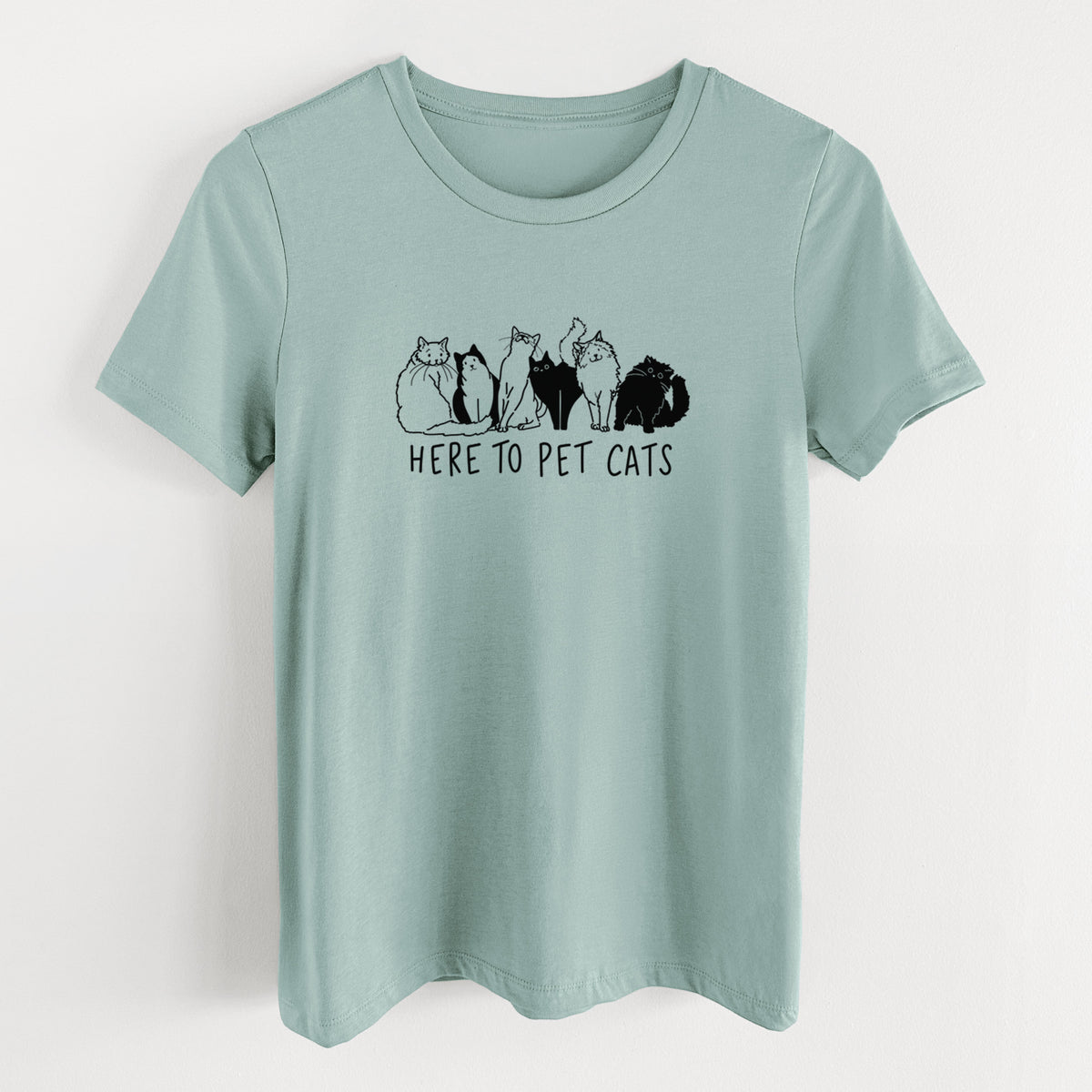 Here to Pet Cats - Women's Lightweight Relaxed Fit 100% Cotton Crewneck