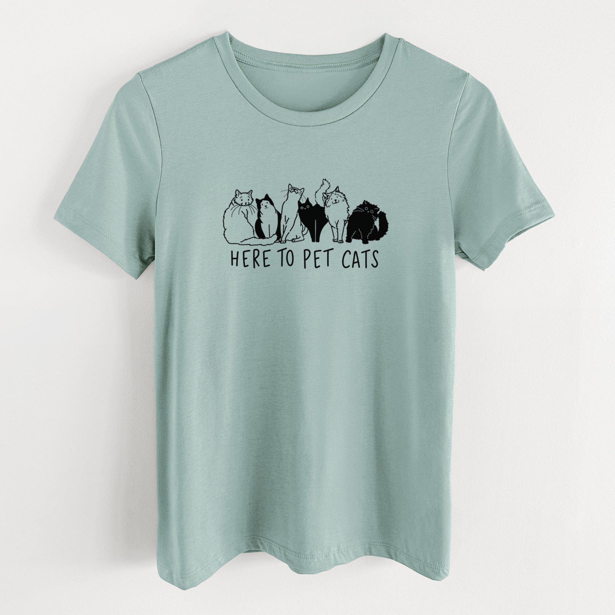 Here to Pet Cats - Women's Lightweight Relaxed Fit 100% Cotton Crewneck