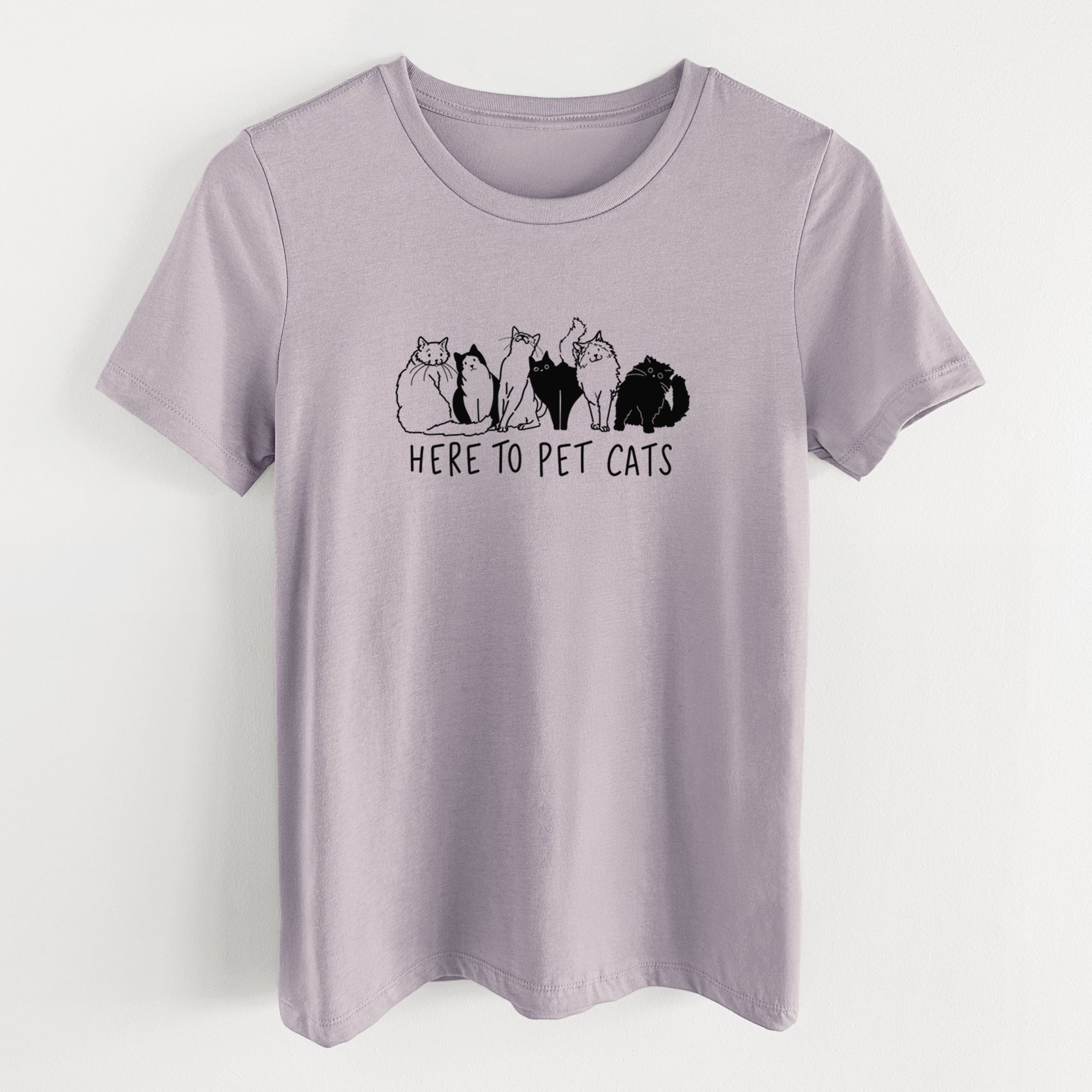 Here to Pet Cats - Women's Lightweight Relaxed Fit 100% Cotton Crewneck