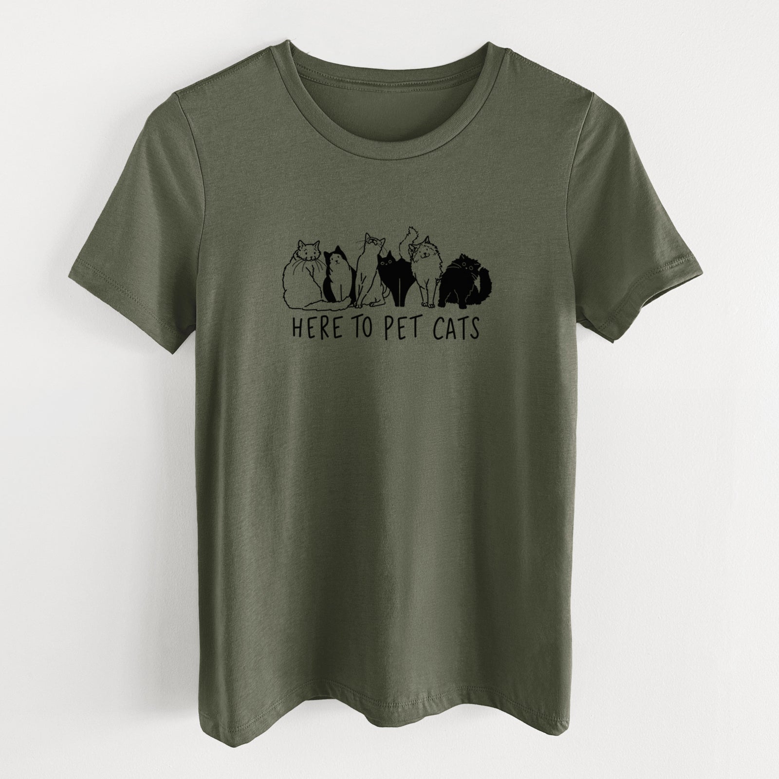 Here to Pet Cats - Women's Lightweight Relaxed Fit 100% Cotton Crewneck