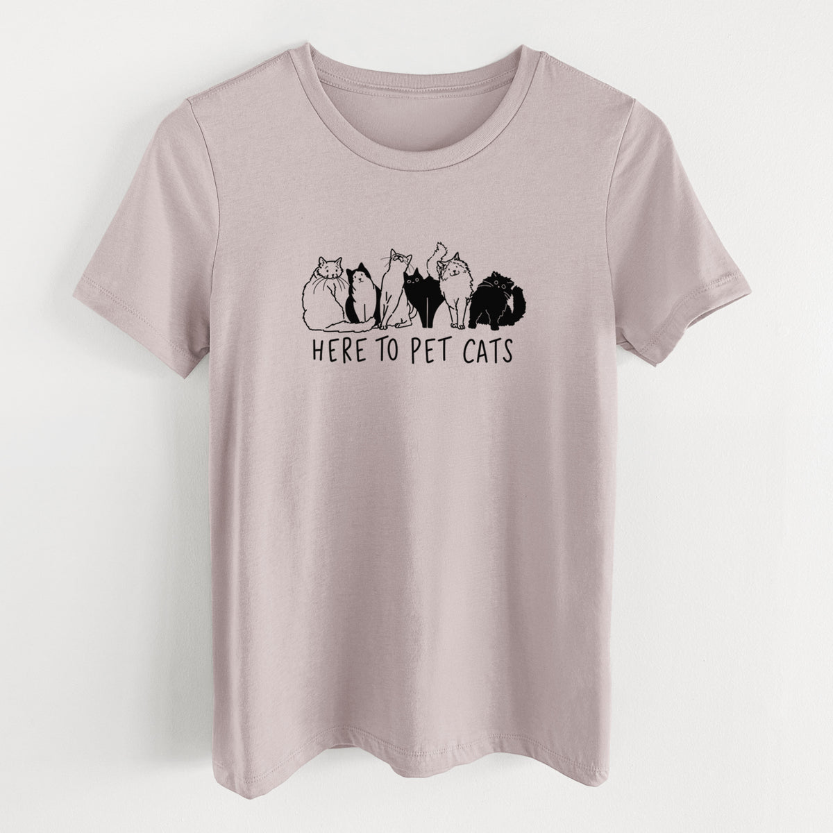 Here to Pet Cats - Women's Lightweight Relaxed Fit 100% Cotton Crewneck
