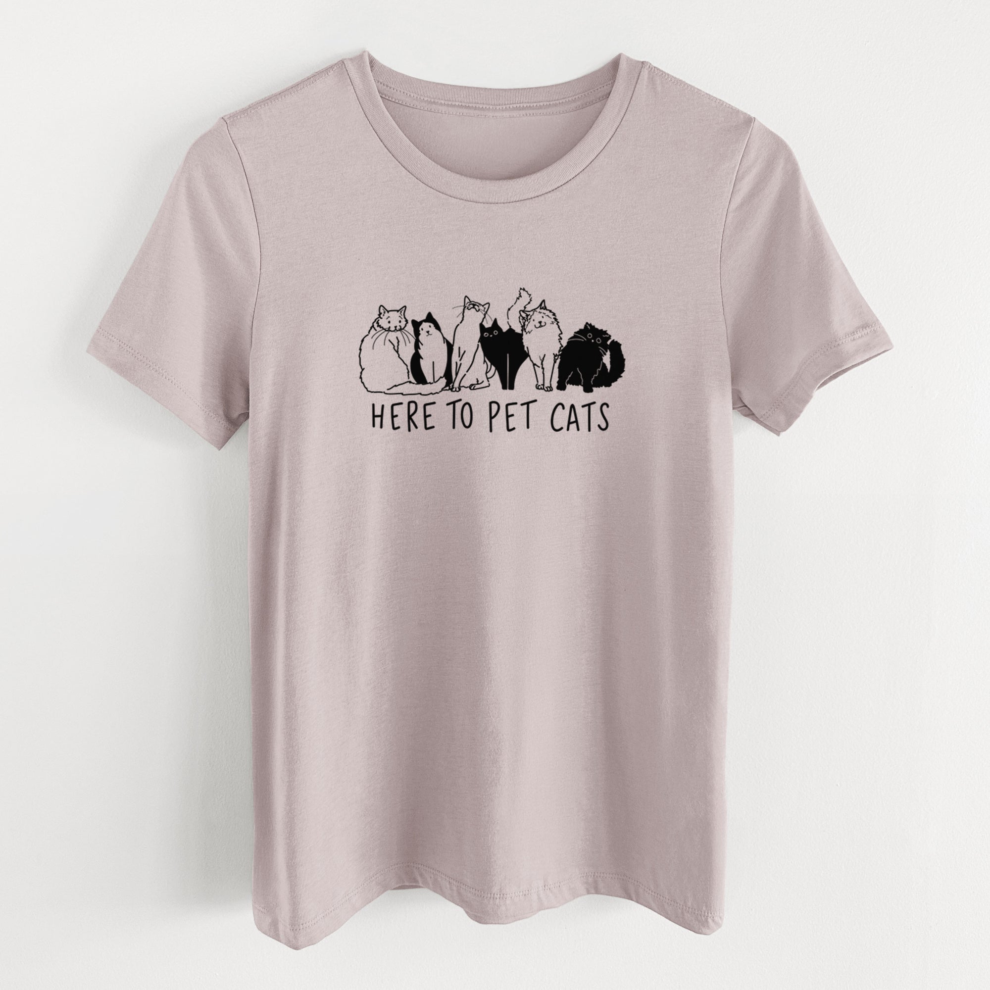 Here to Pet Cats - Women's Lightweight Relaxed Fit 100% Cotton Crewneck