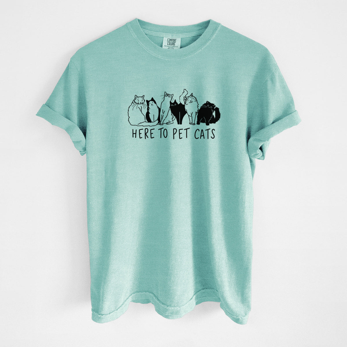 Here to Pet Cats - Unisex Comfort Colors Garment-Dyed Heavyweight T-shirt in Chalky Mint
