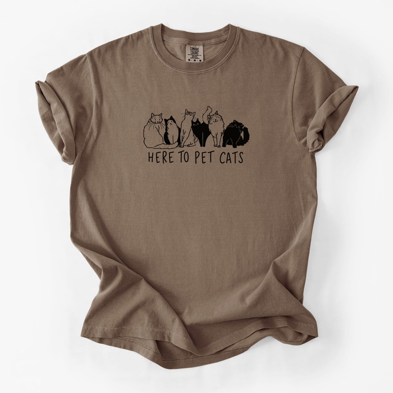 Here to Pet Cats - Unisex Comfort Colors Garment-Dyed Heavyweight T-shirt in Espresso