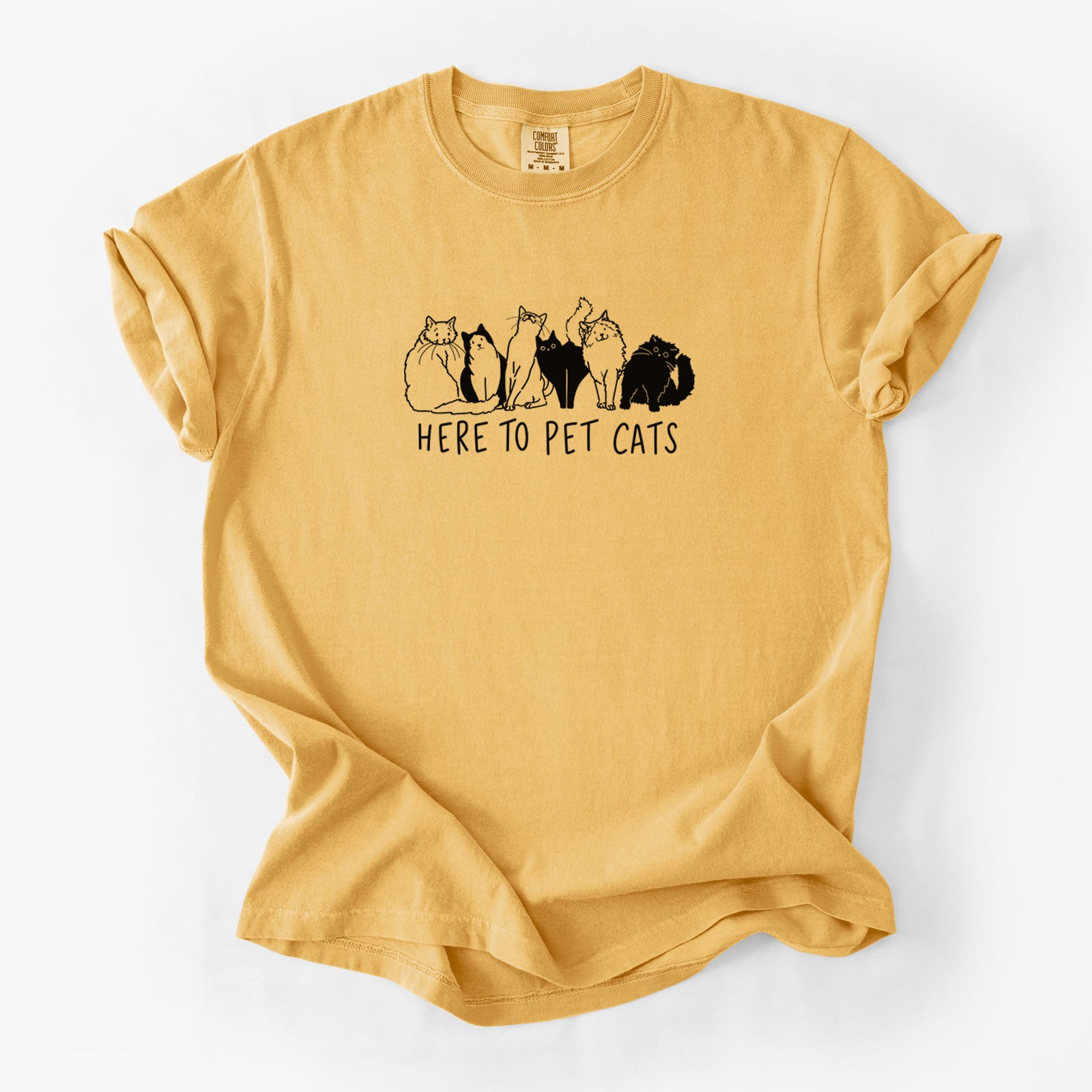 Here to Pet Cats - Unisex Comfort Colors Garment-Dyed Heavyweight T-shirt in Golden Wheat