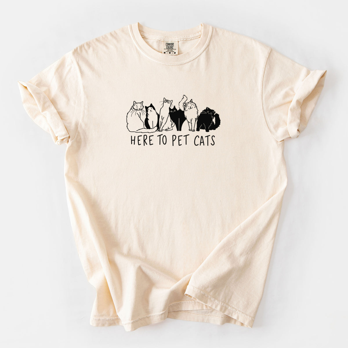 Here to Pet Cats - Unisex Comfort Colors Garment-Dyed Heavyweight T-shirt in Ivory