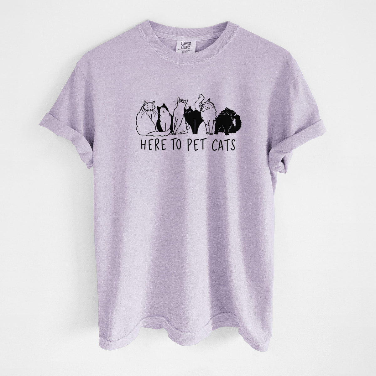 Here to Pet Cats - Unisex Comfort Colors Garment-Dyed Heavyweight T-shirt in Orchid