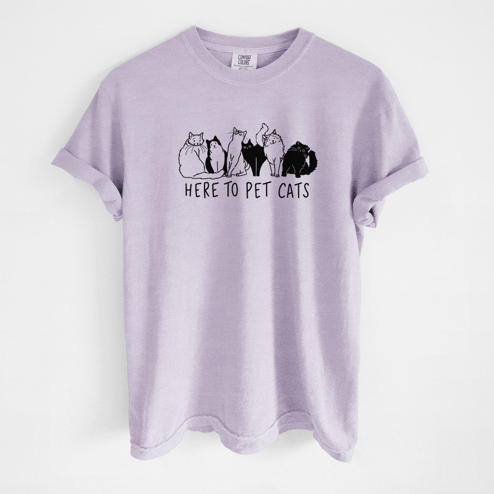 Here to Pet Cats - Unisex Comfort Colors Garment-Dyed Heavyweight T-shirt in Orchid