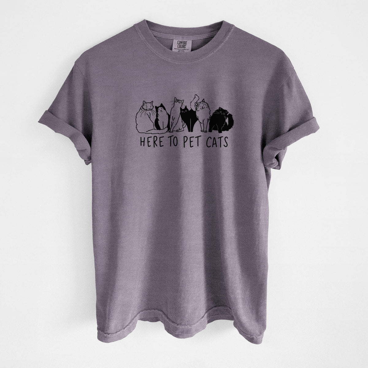 Here to Pet Cats - Unisex Comfort Colors Garment-Dyed Heavyweight T-shirt in Wine