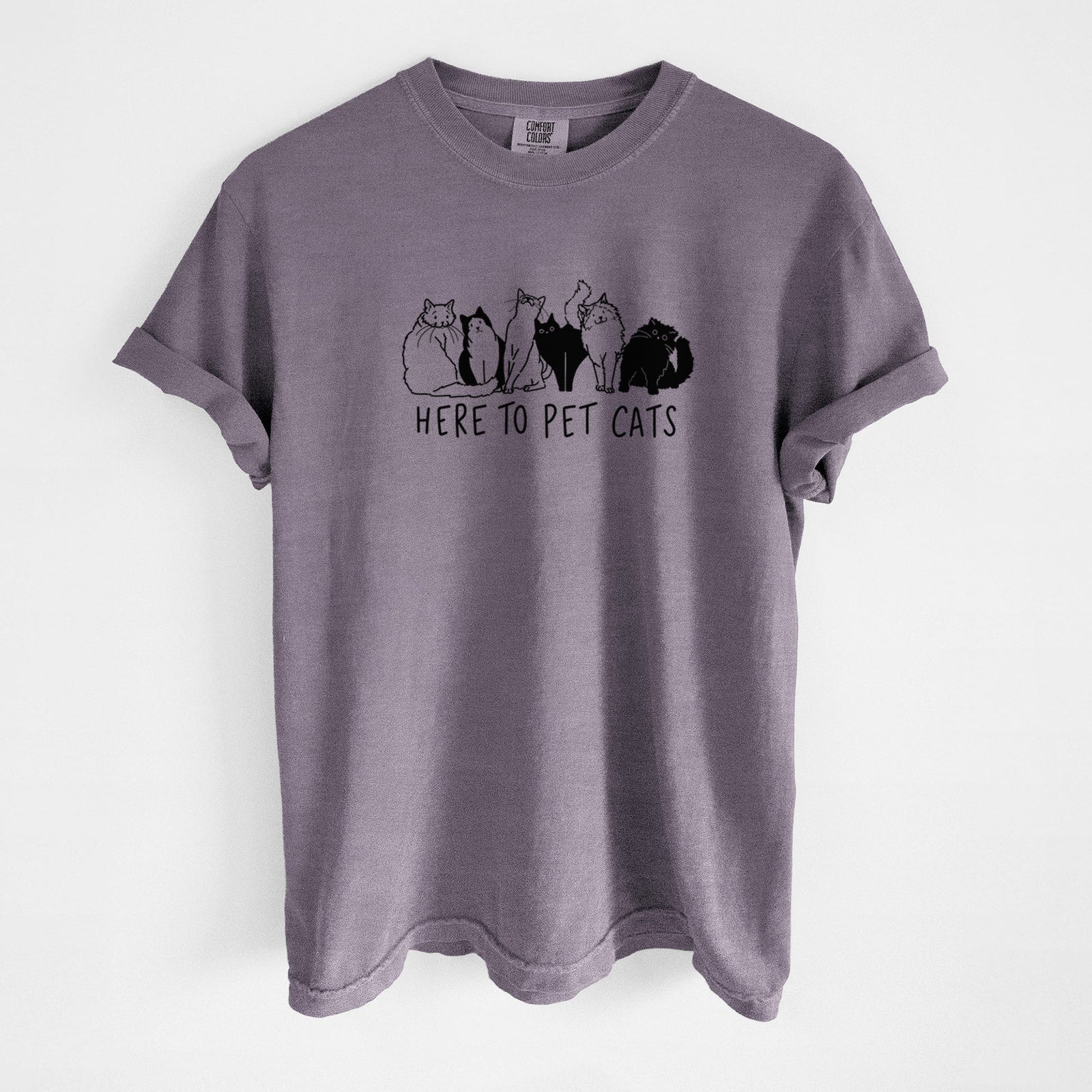 Here to Pet Cats - Unisex Comfort Colors Garment-Dyed Heavyweight T-shirt in Wine