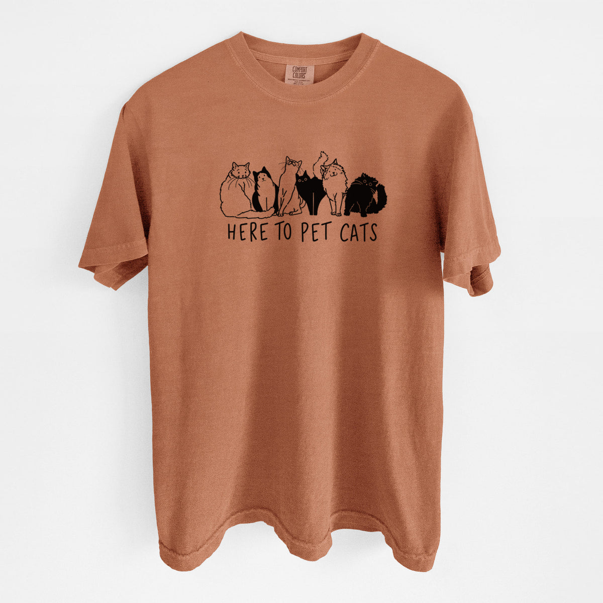 Here to Pet Cats - Unisex Comfort Colors Garment-Dyed Heavyweight T-shirt in Yam