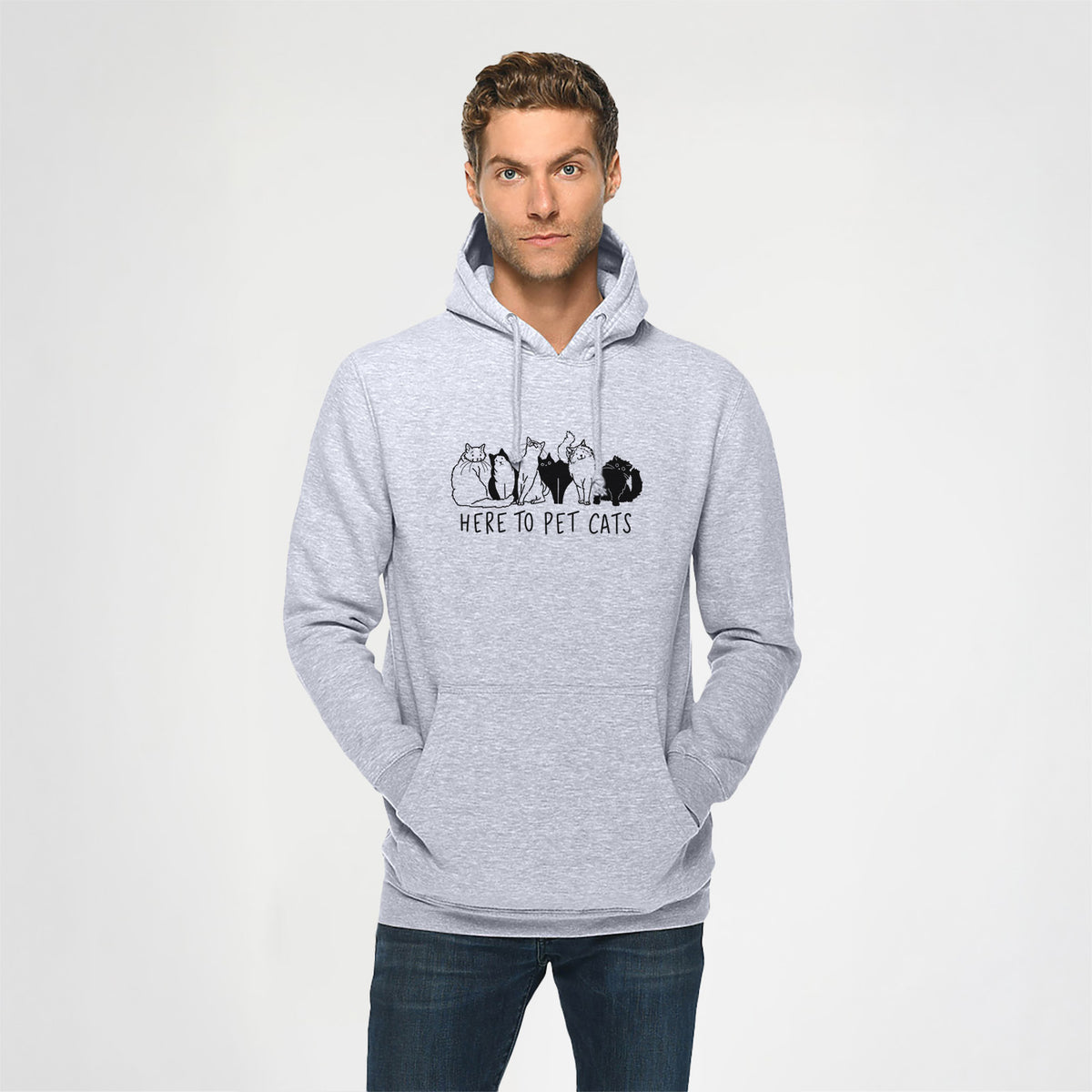 Here to Pet Cats - Heavyweight Fleece Hoodie