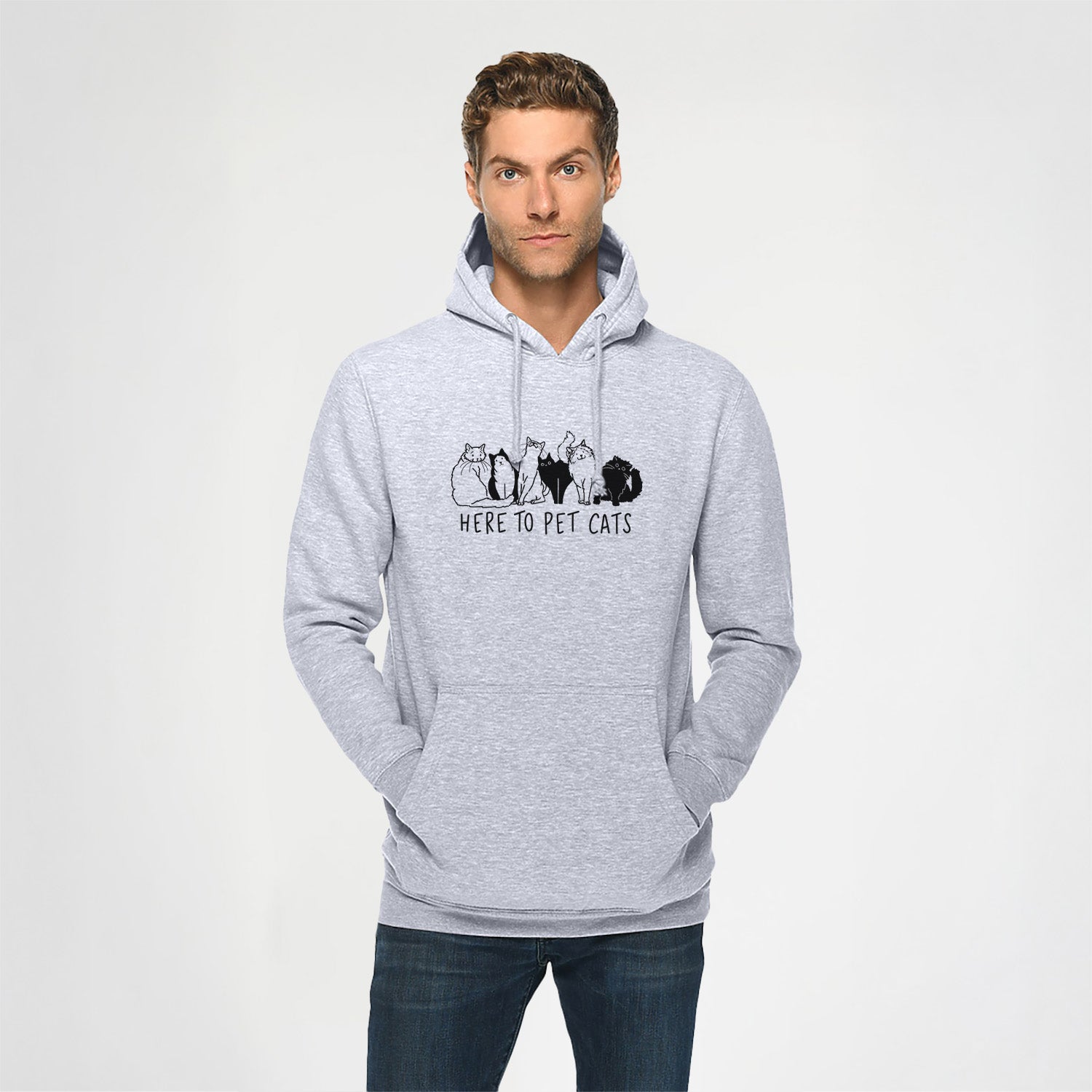 Here to Pet Cats - Heavyweight Fleece Hoodie