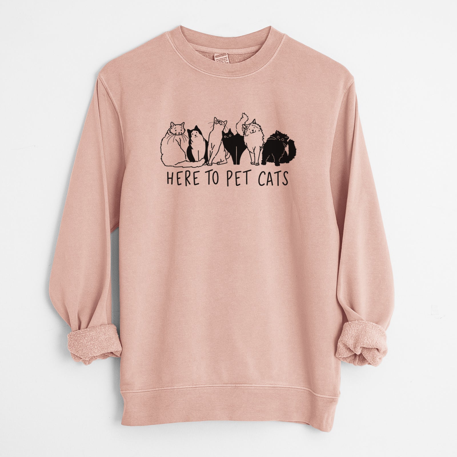 Here to Pet Cats - Unisex Pigment Dyed Crew Sweatshirt