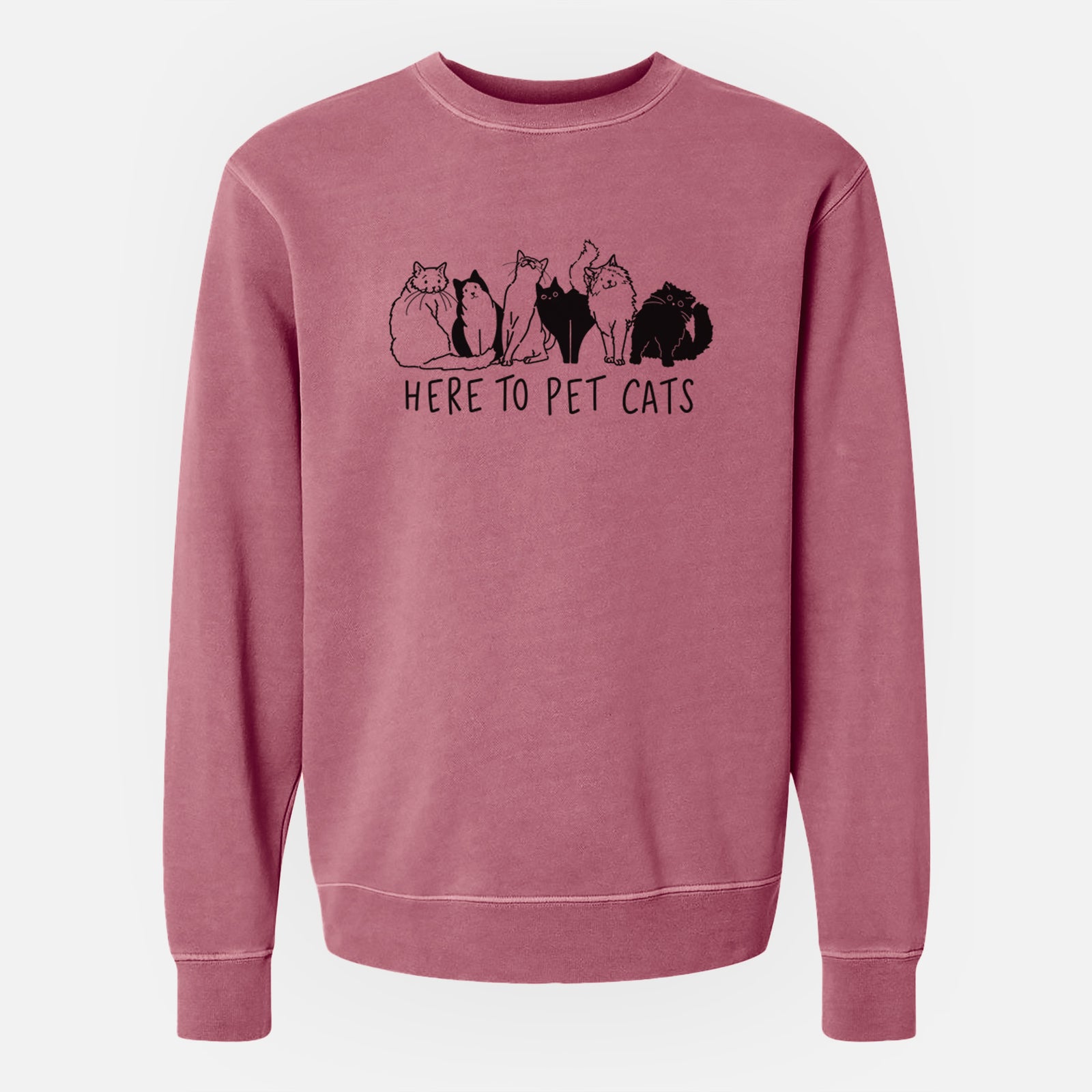 Here to Pet Cats - Unisex Pigment Dyed Crew Sweatshirt