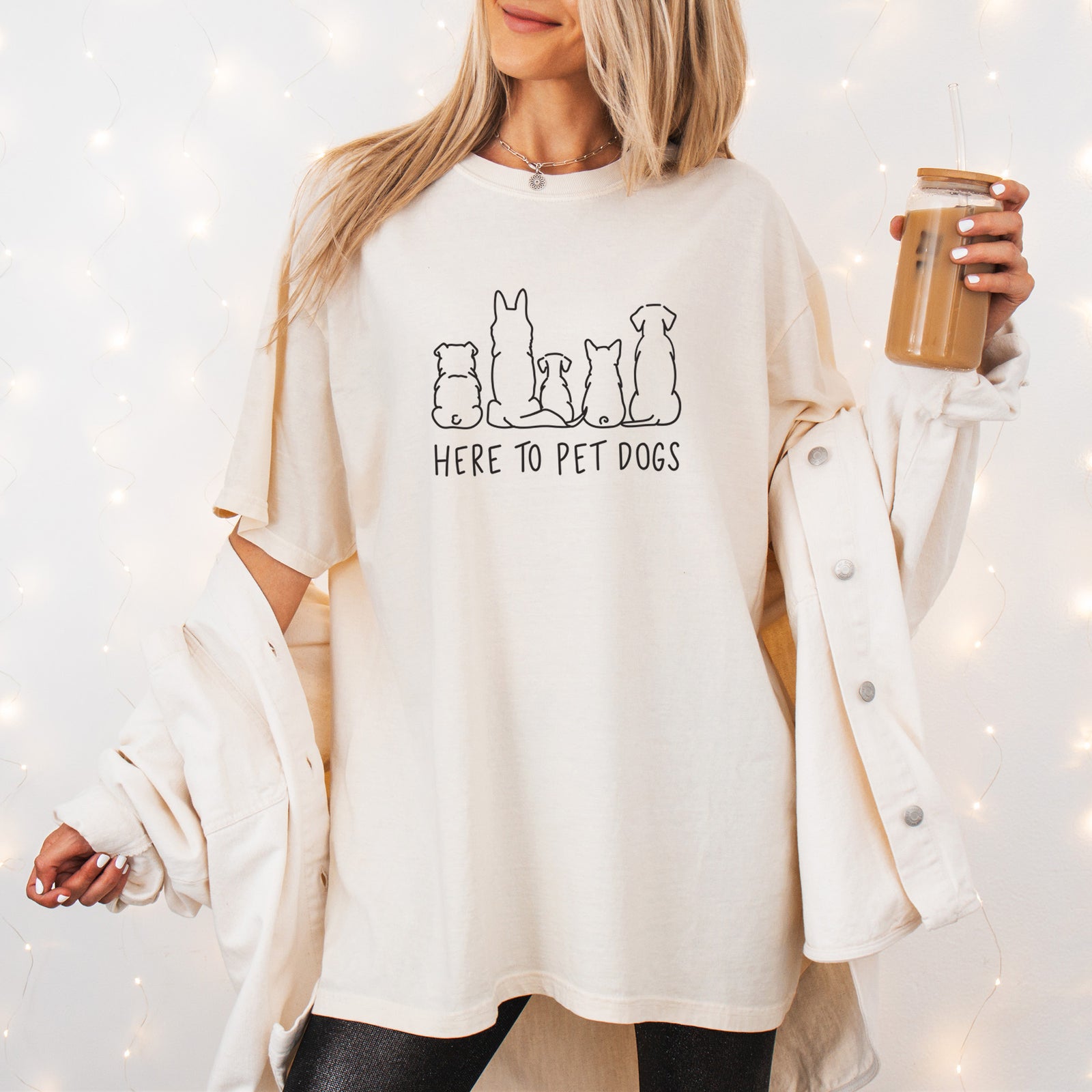 Here To Pet Dogs - Unisex Comfort Colors Garment-Dyed Heavyweight T-shirt, worn by model