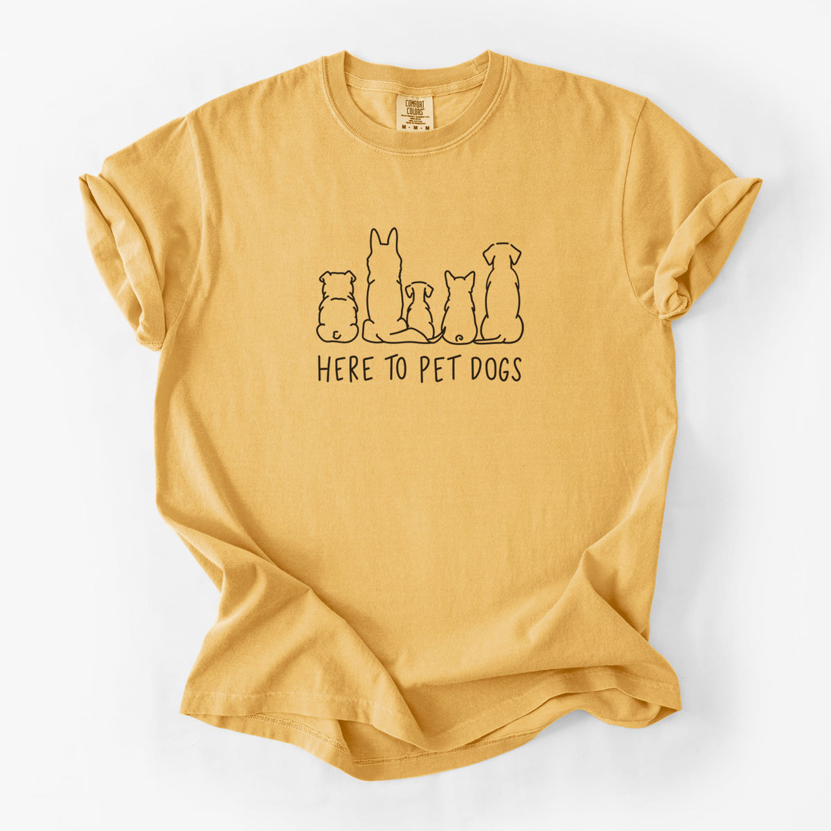 Here To Pet Dogs - Unisex Comfort Colors Garment-Dyed Heavyweight T-shirt in Golden Wheat