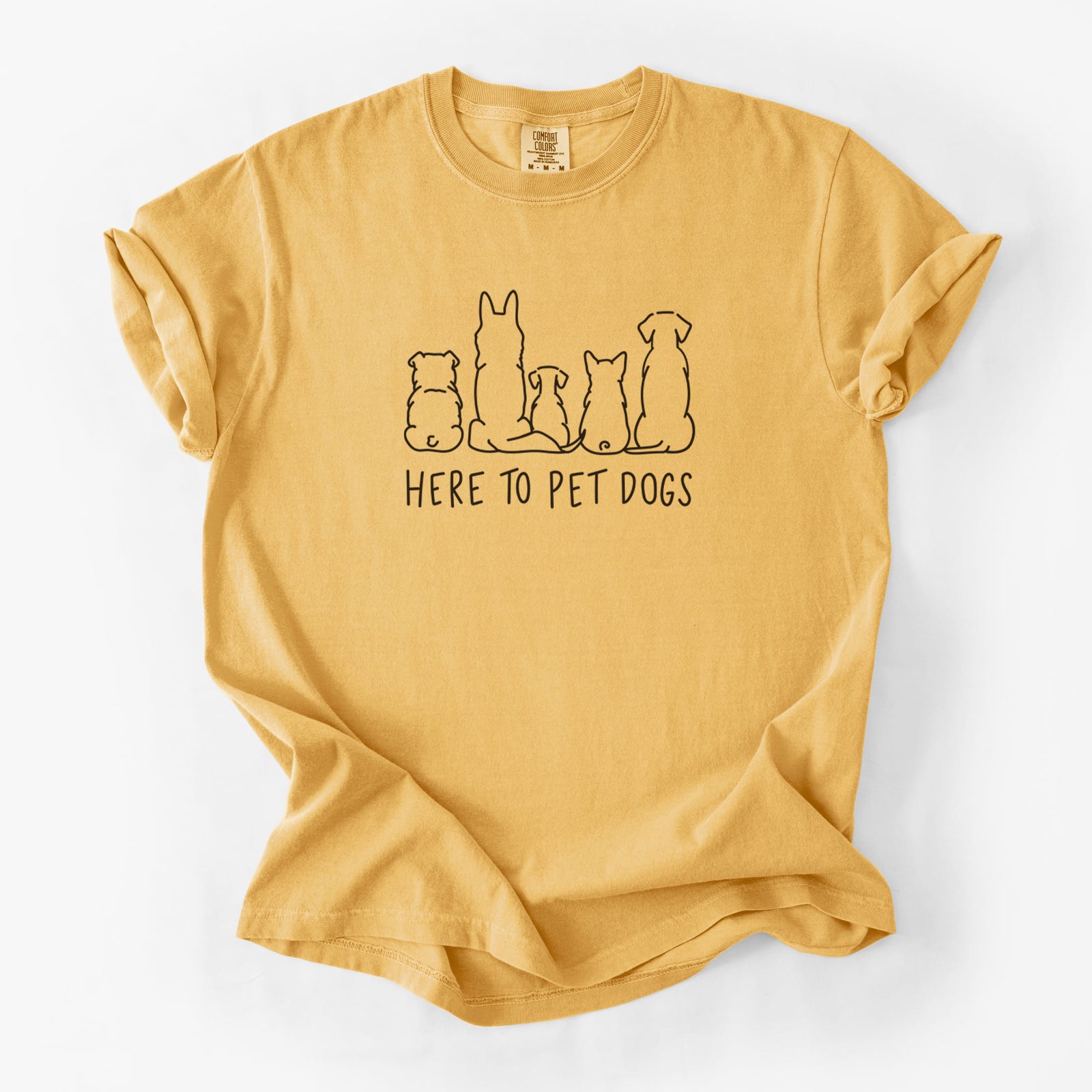 Here To Pet Dogs - Unisex Comfort Colors Garment-Dyed Heavyweight T-shirt in Golden Wheat